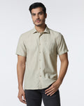 Light Grey Half Sleeve Textured Shirt - Cremon