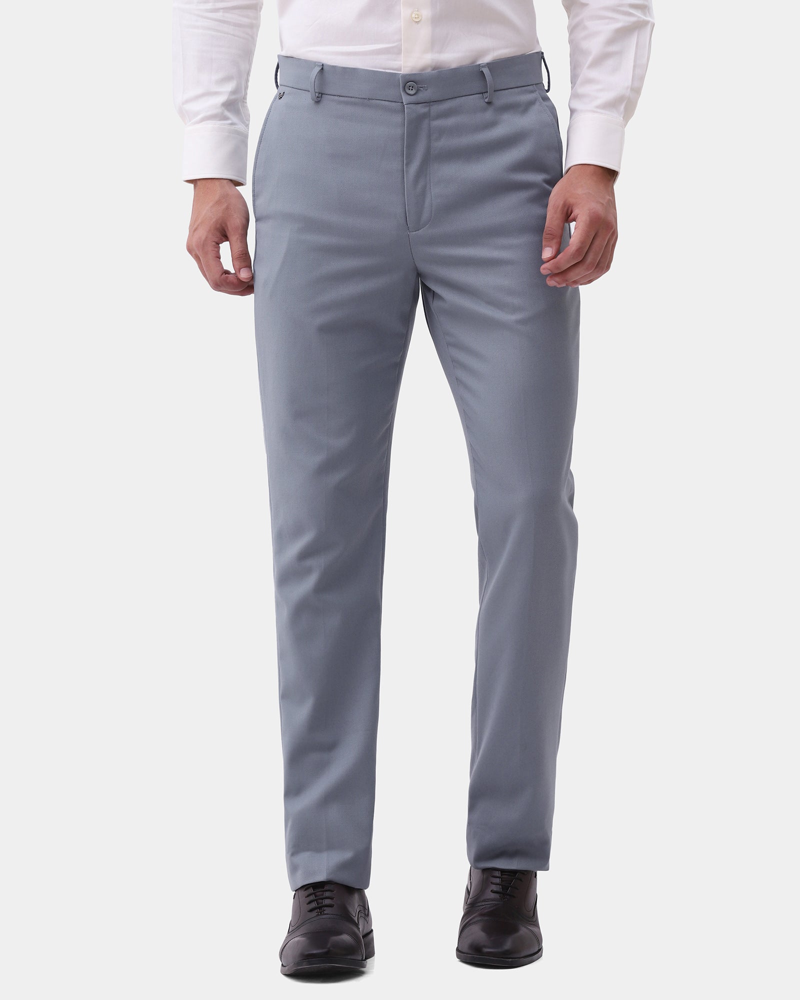 Light Grey Melange Textured Trouser - Hyun