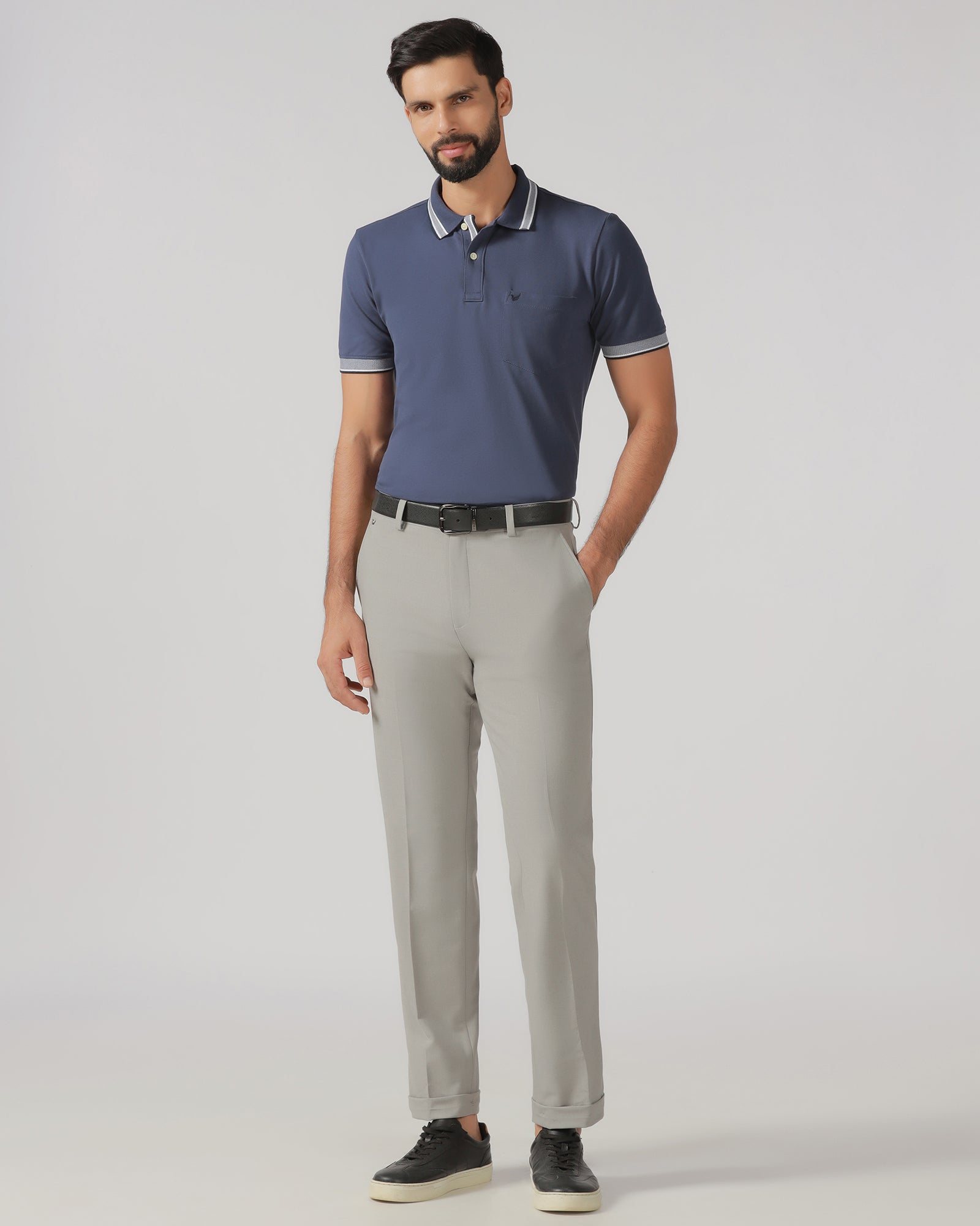Light Grey Relaxed Fit Solid Trouser - Tanqueray