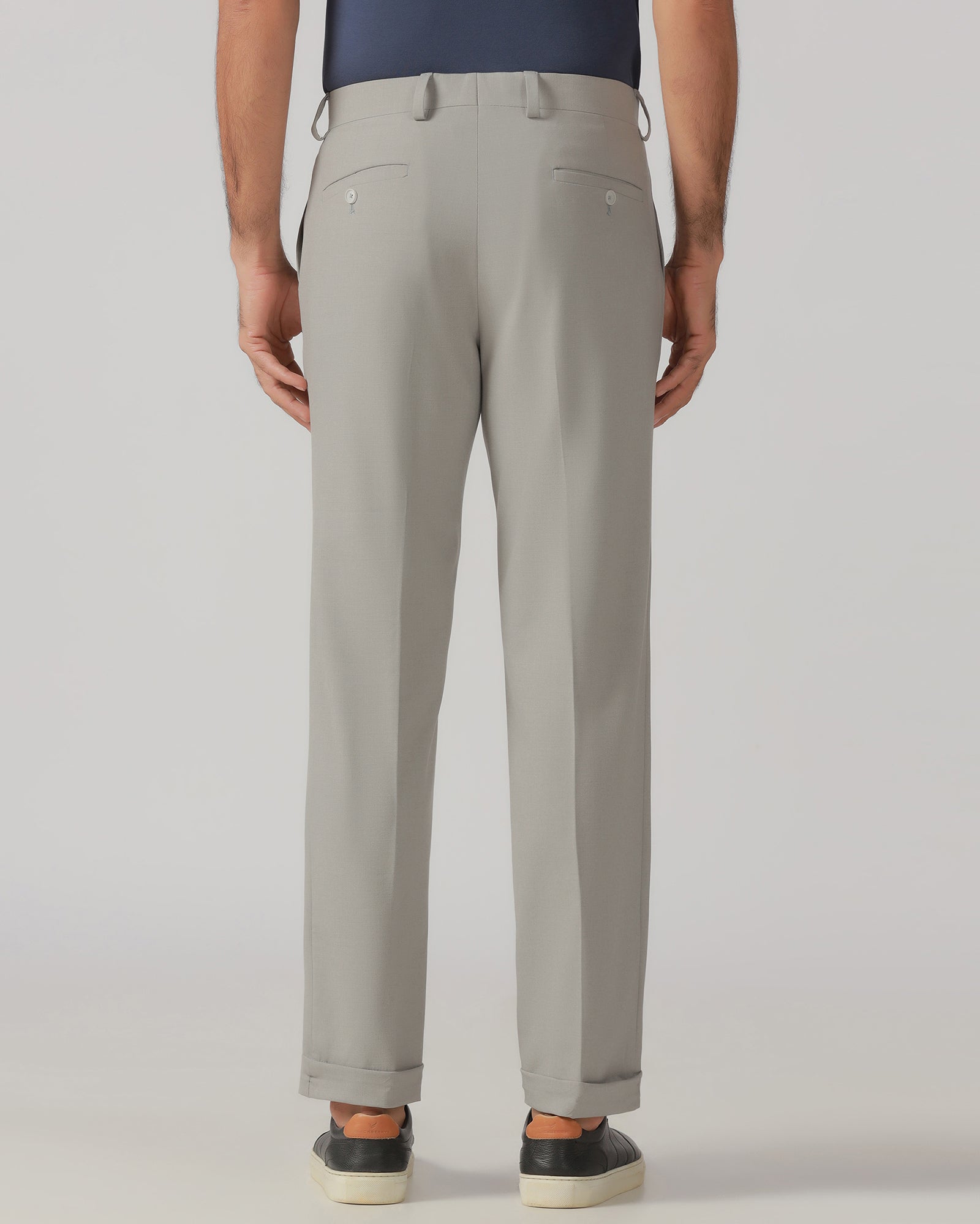 Light Grey Relaxed Fit Solid Trouser - Tanqueray