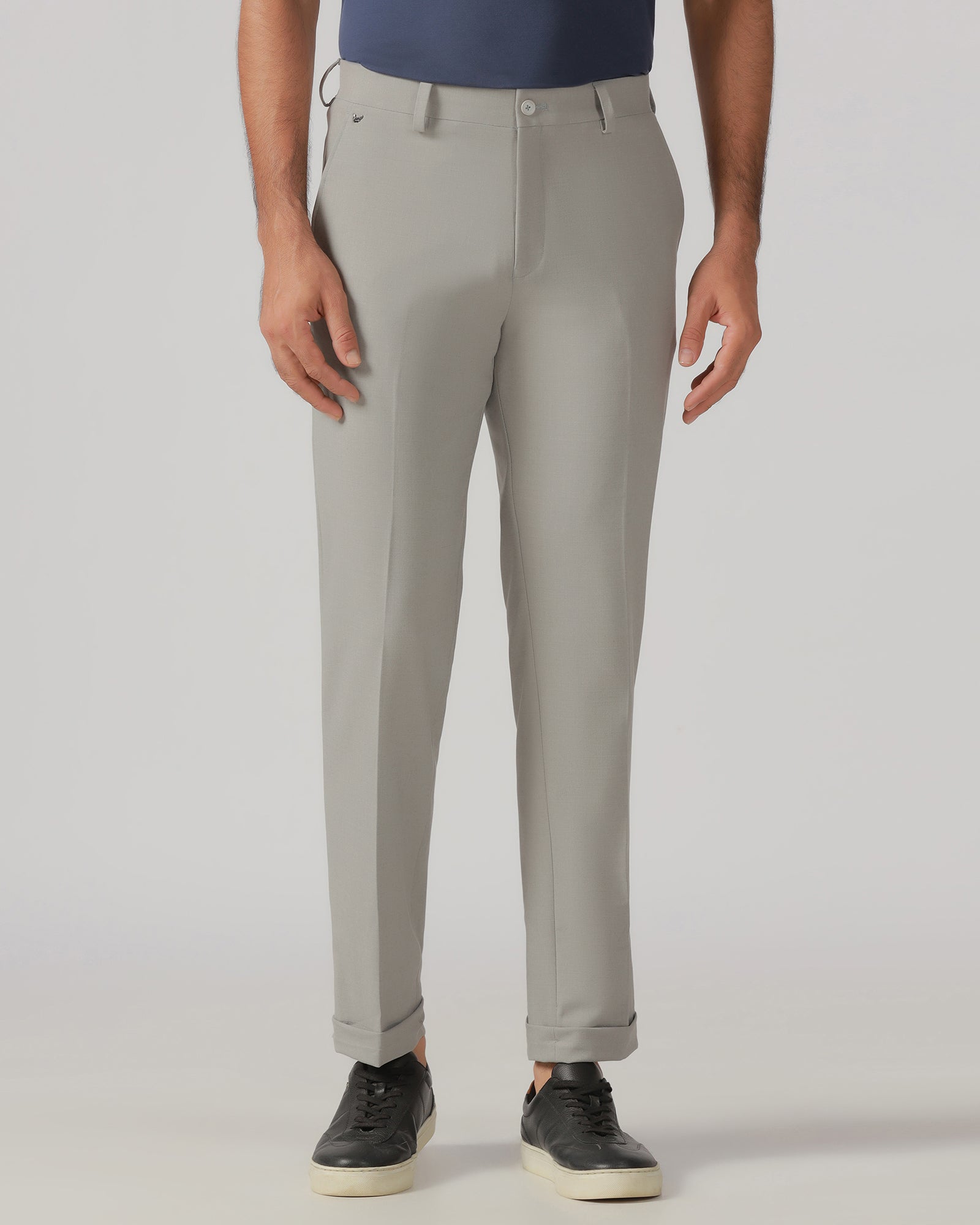 Light Grey Relaxed Fit Solid Trouser - Tanqueray
