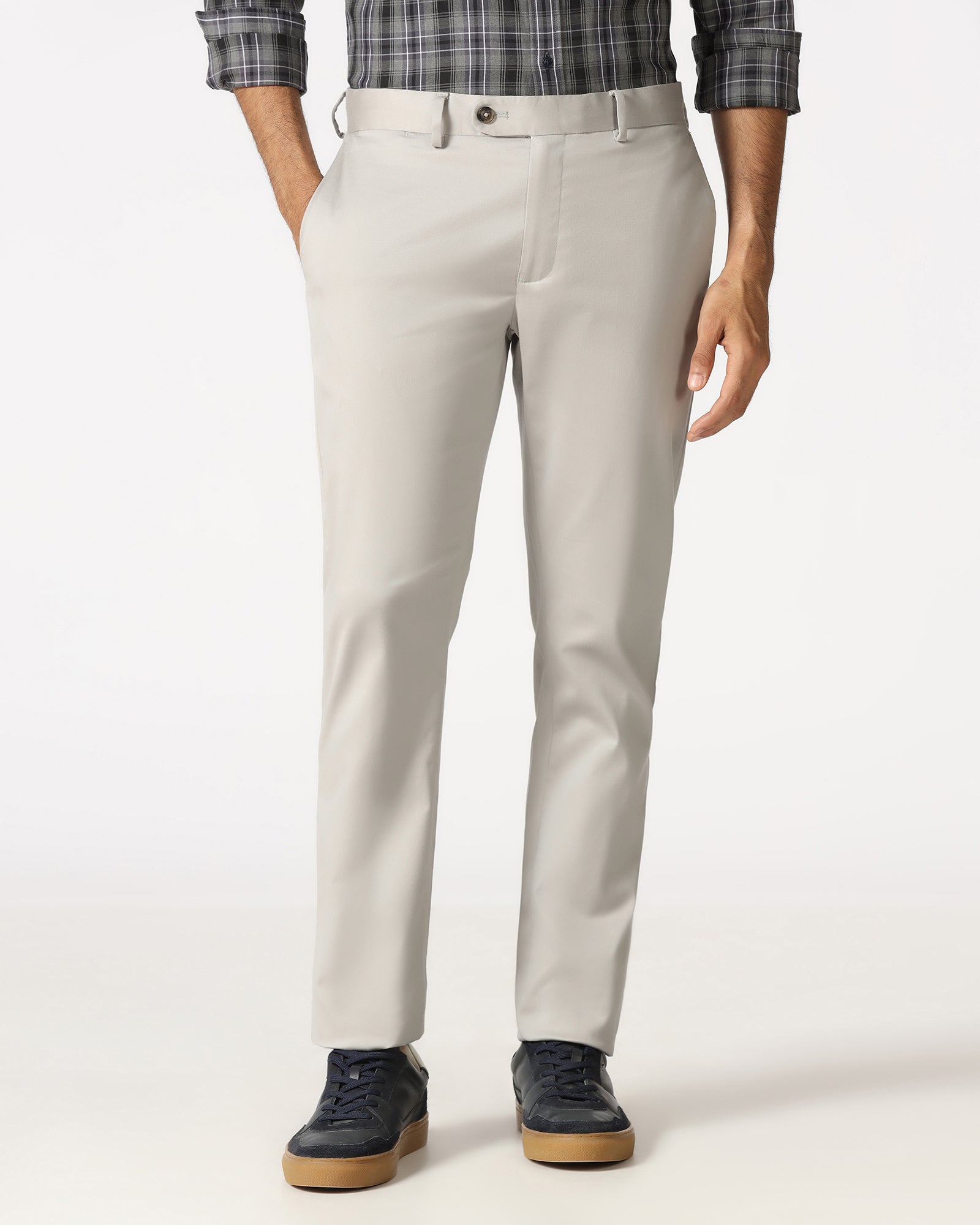 Light Grey Solid Khakis - Thale