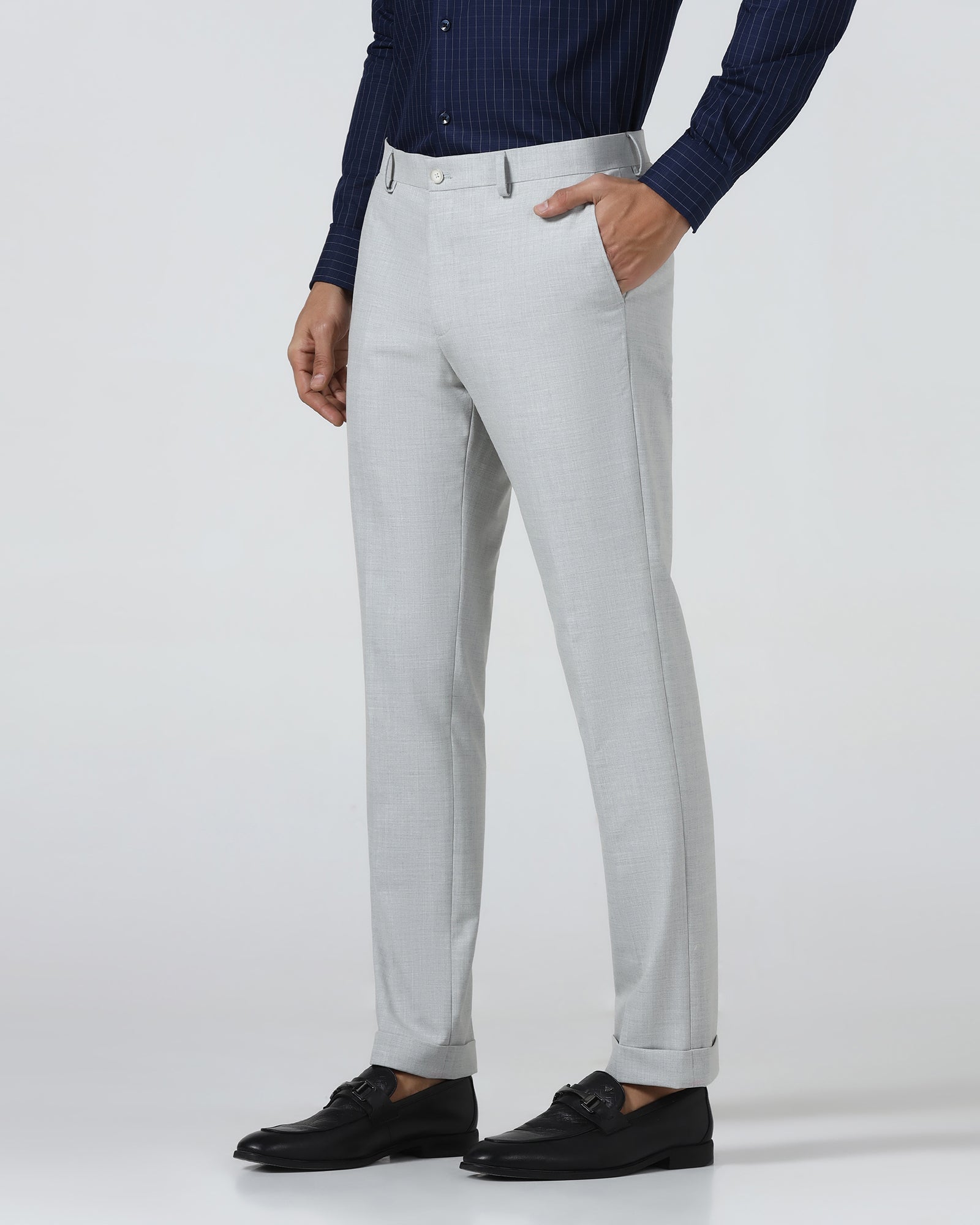 Light Grey Solid Trouser - Arnold