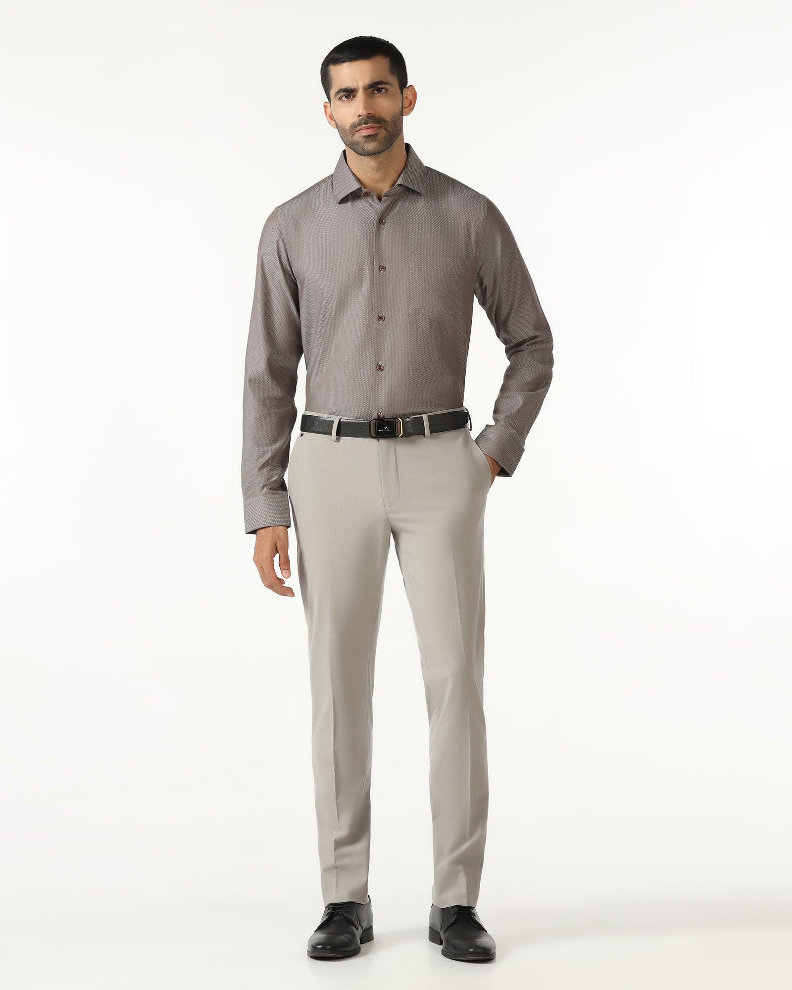 Light Grey Solid Trouser - Johny