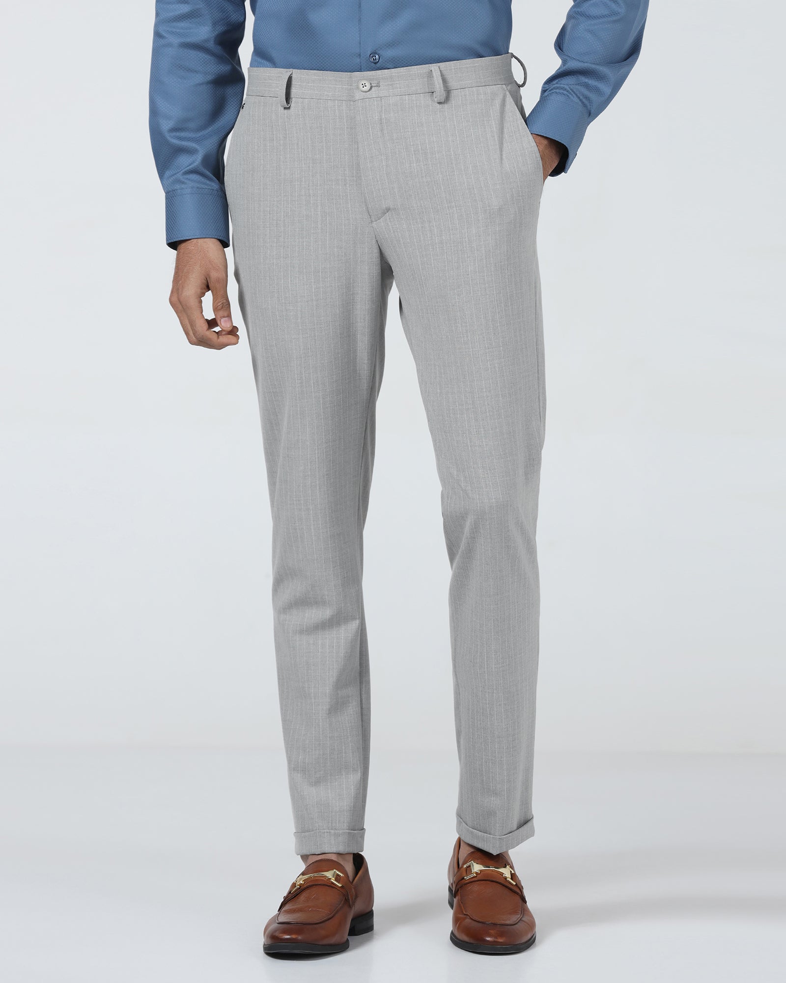 Light Grey Stripe Trouser - Warren