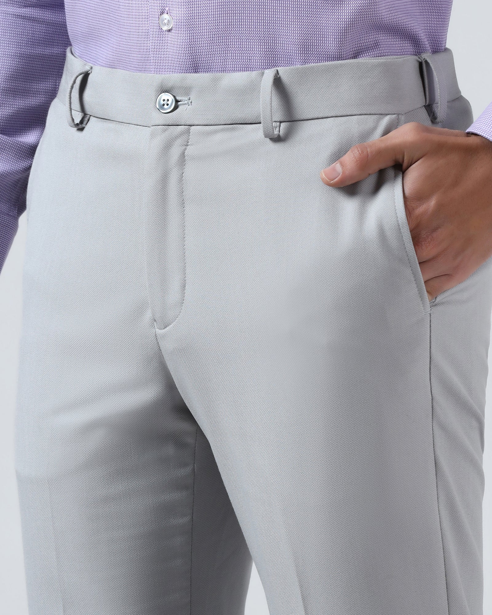 Light Grey Technowaist Textured Trouser - Alex