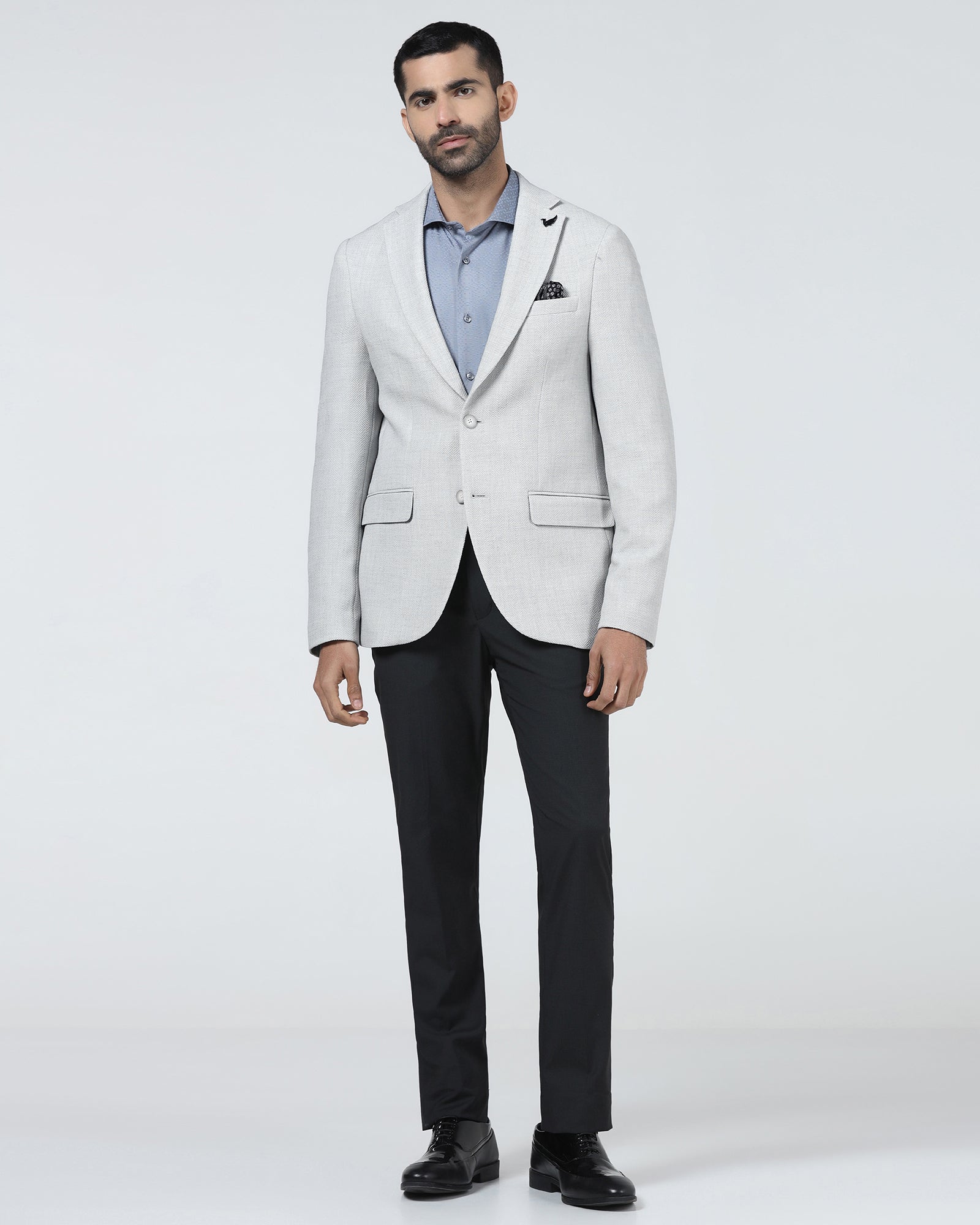 Light Grey Textured Blazer - Adams