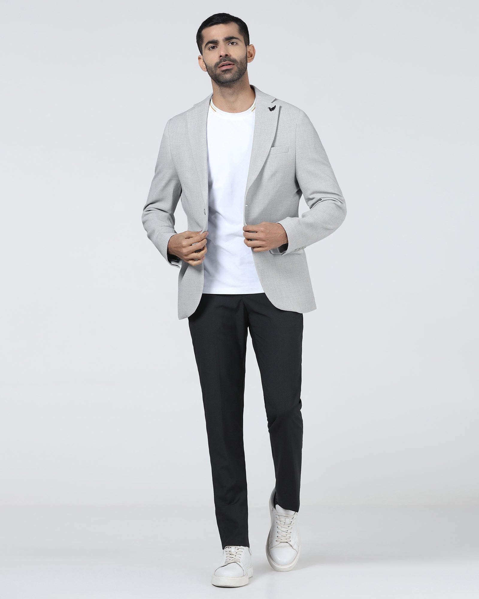 Light Grey Textured Blazer - Adams
