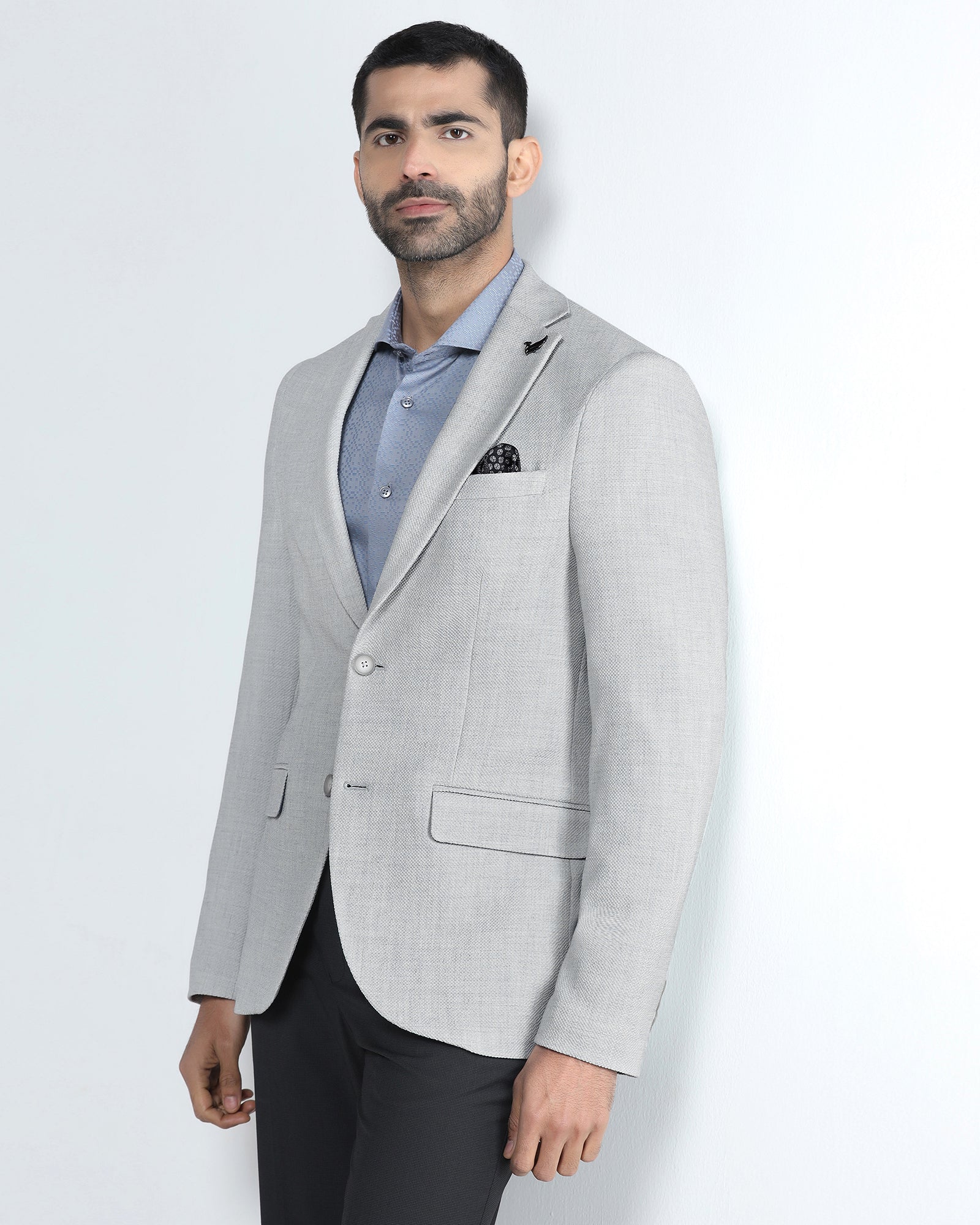 Light Grey Textured Blazer - Adams
