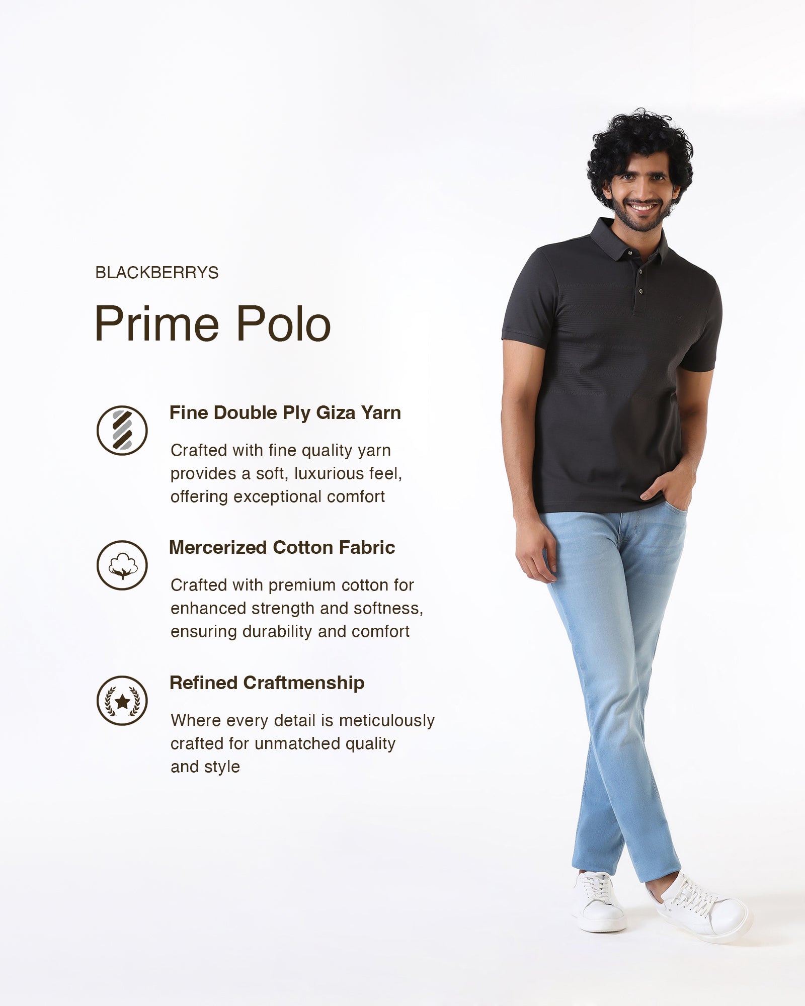 Light Grey Textured Polo - Jap