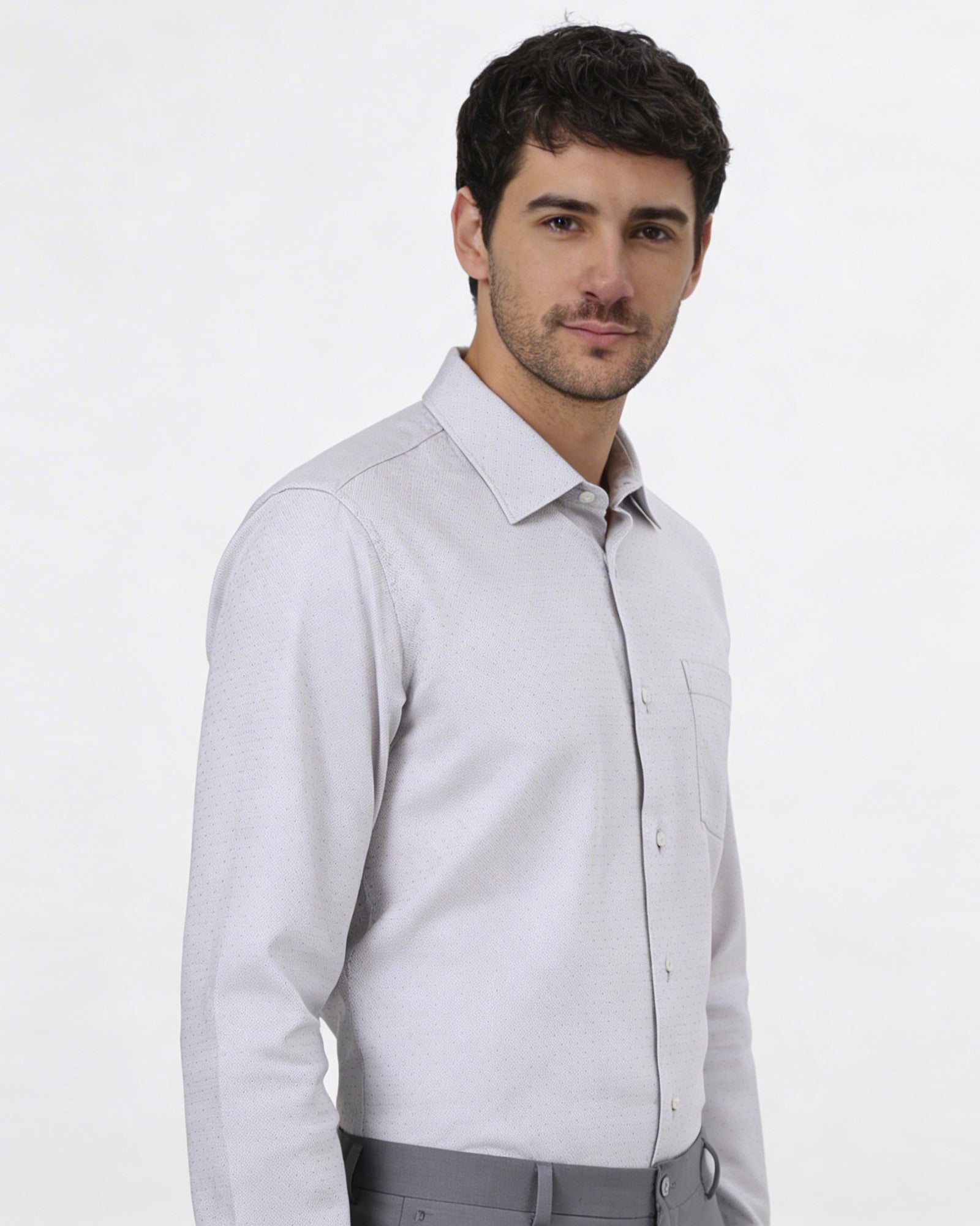 Light Grey Textured Shirt