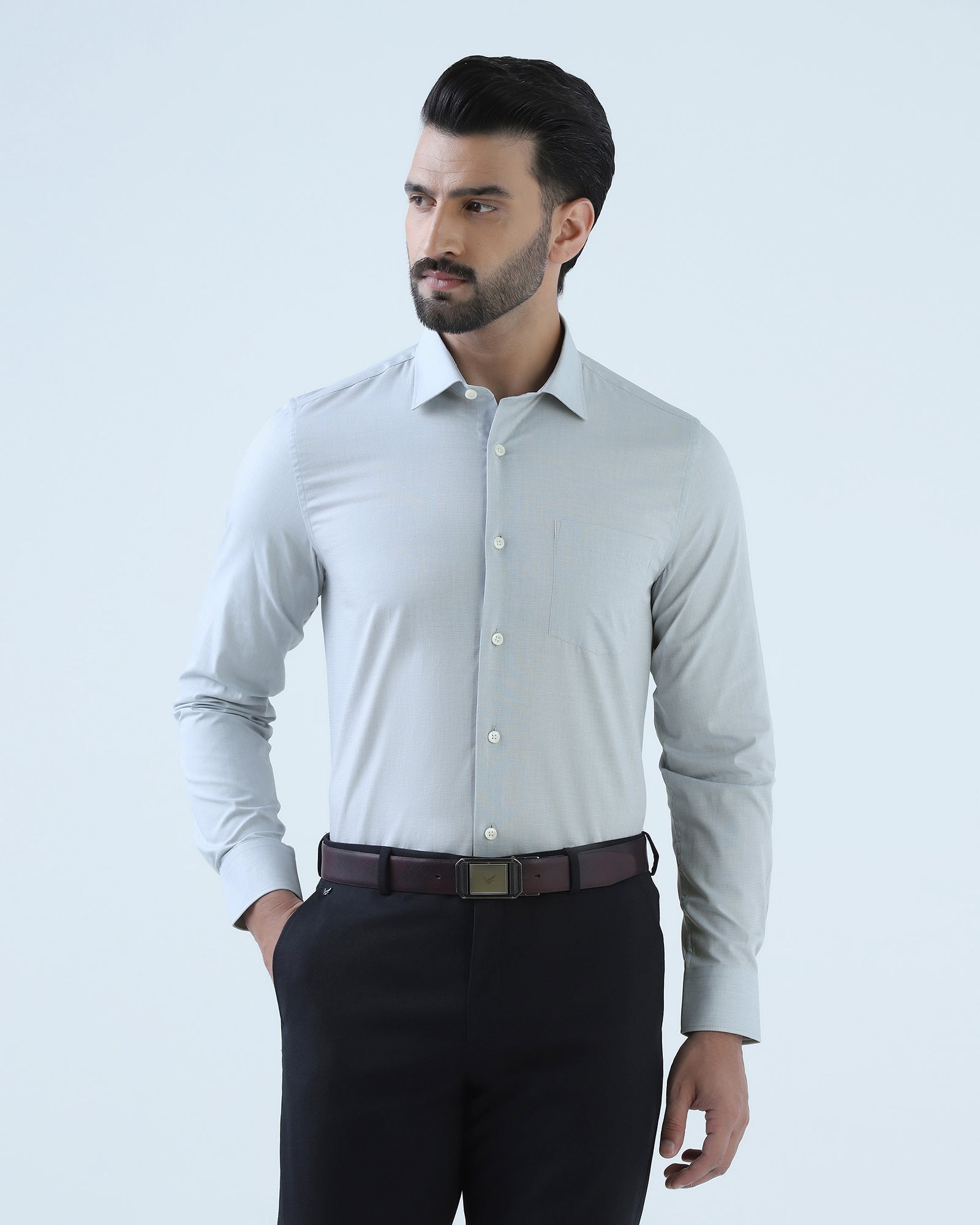 Light Grey Textured Shirt - Pixelo