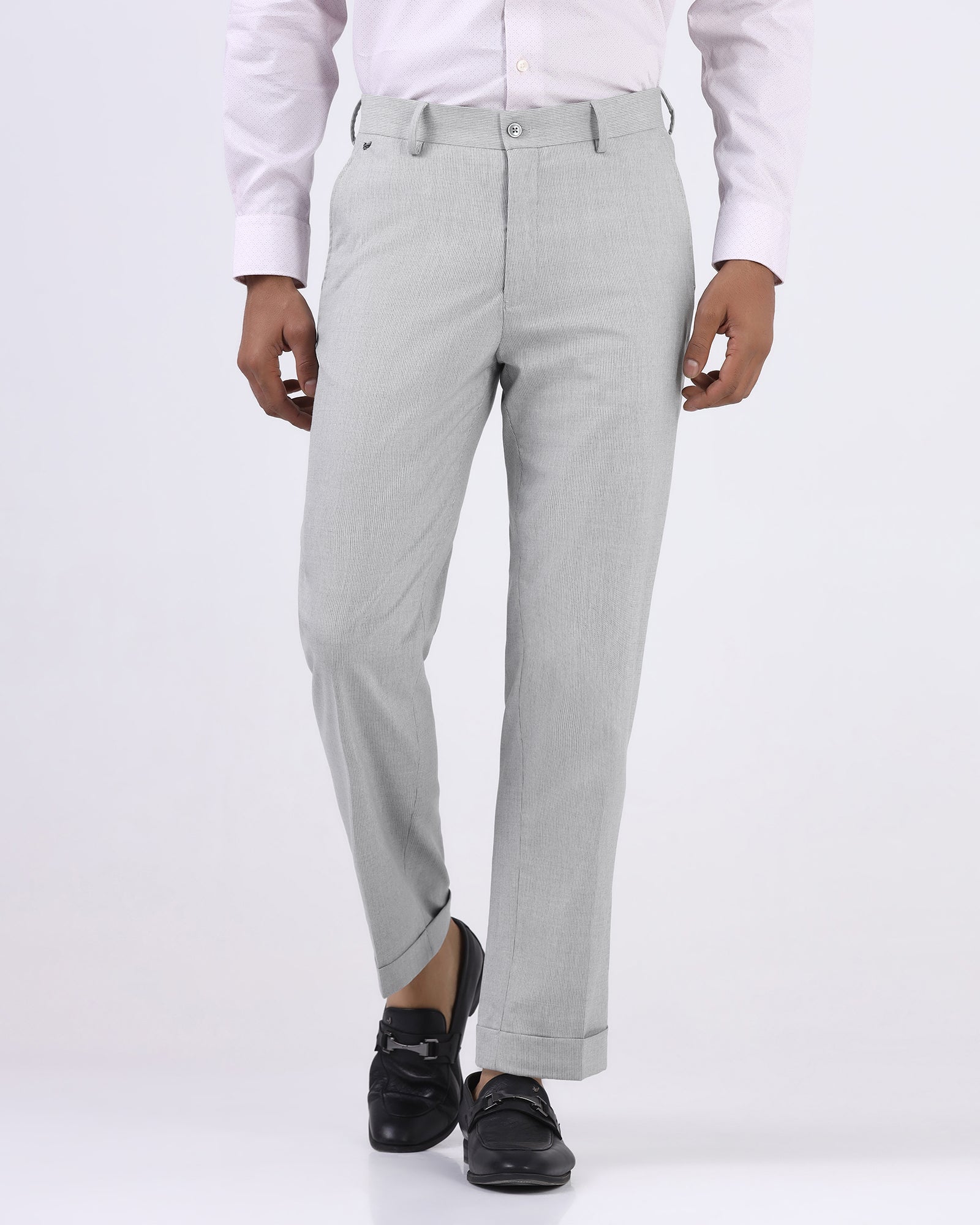 Light Grey Textured Trouser - benzous