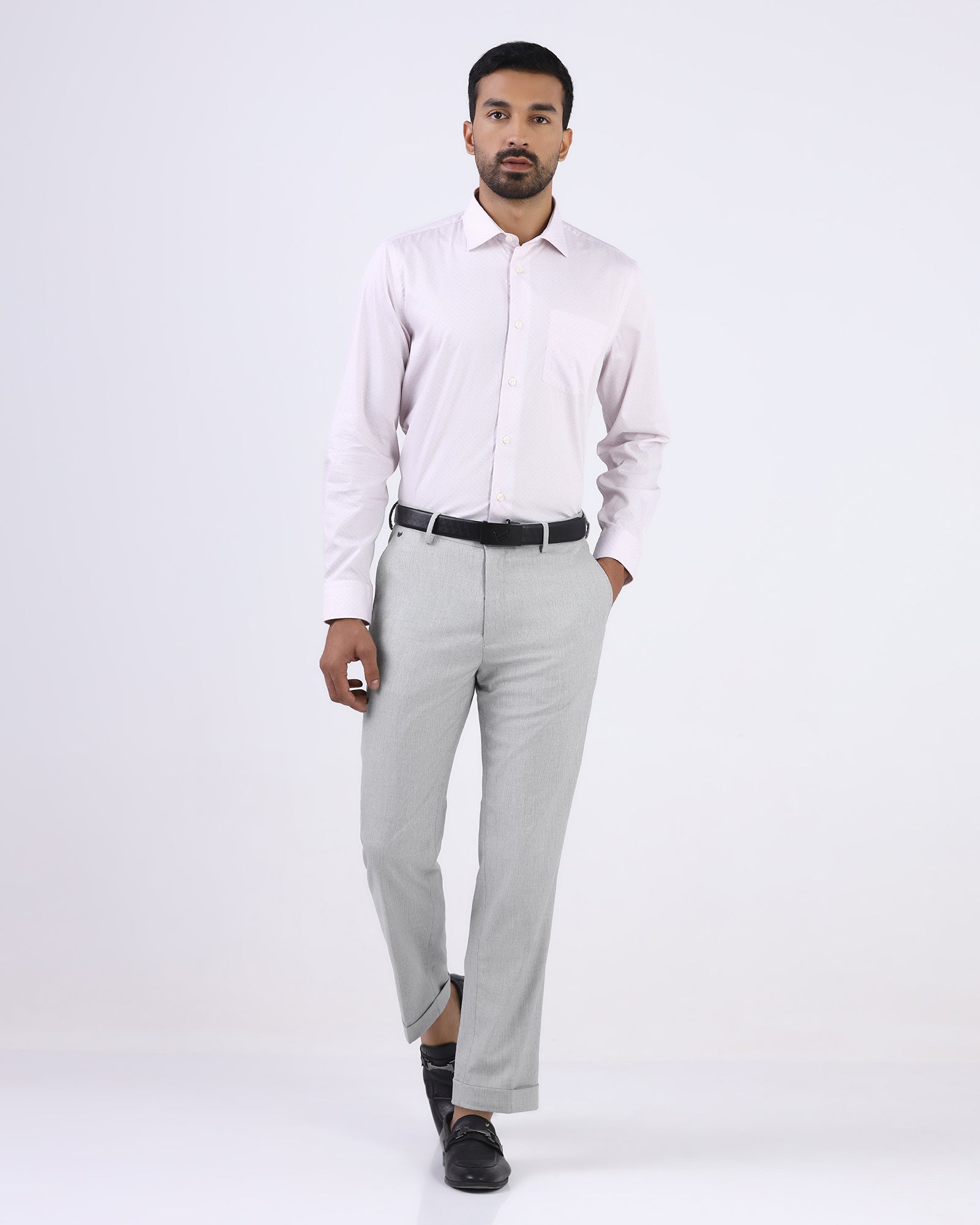 Light Grey Textured Trouser - benzous