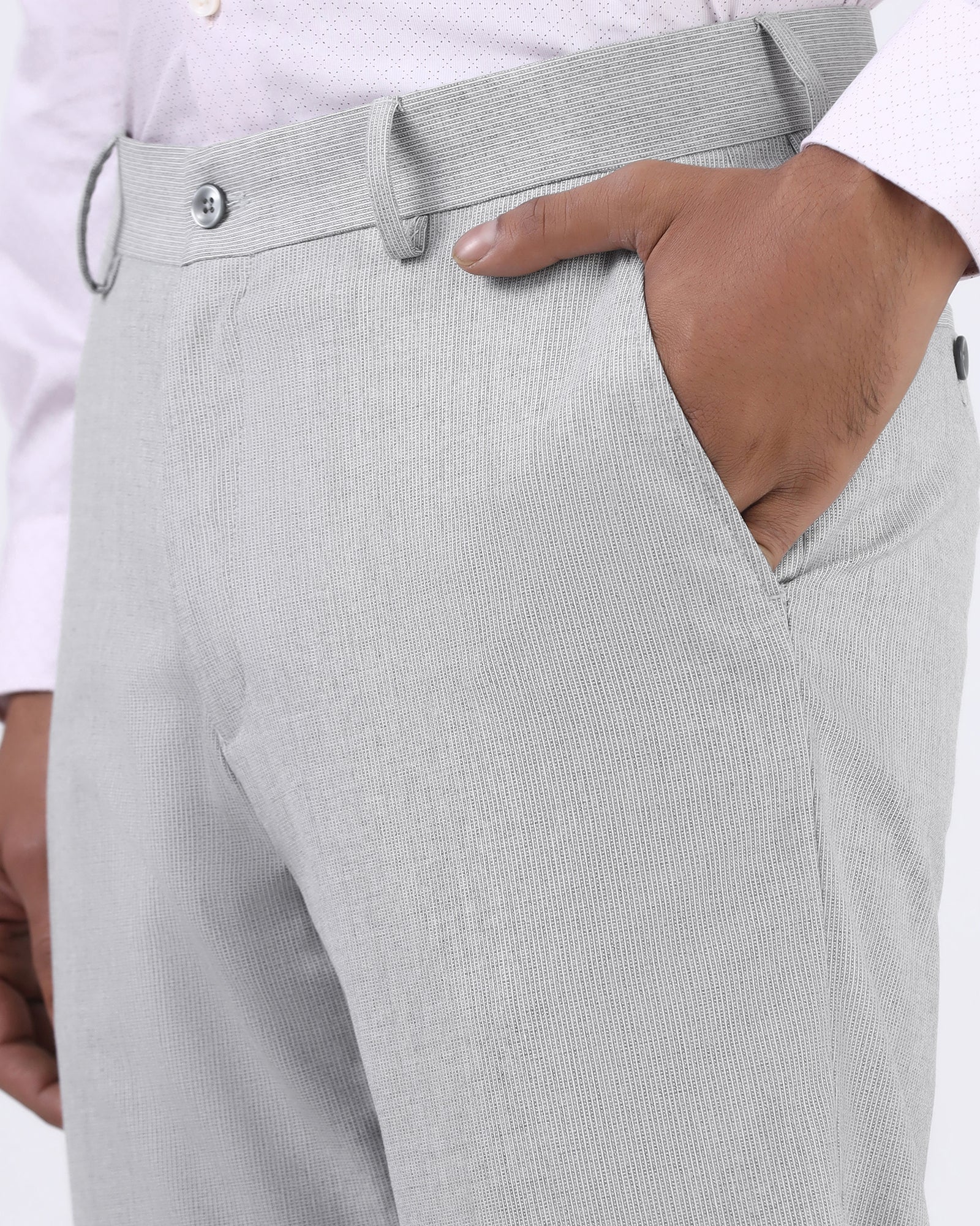 Light Grey Textured Trouser - benzous