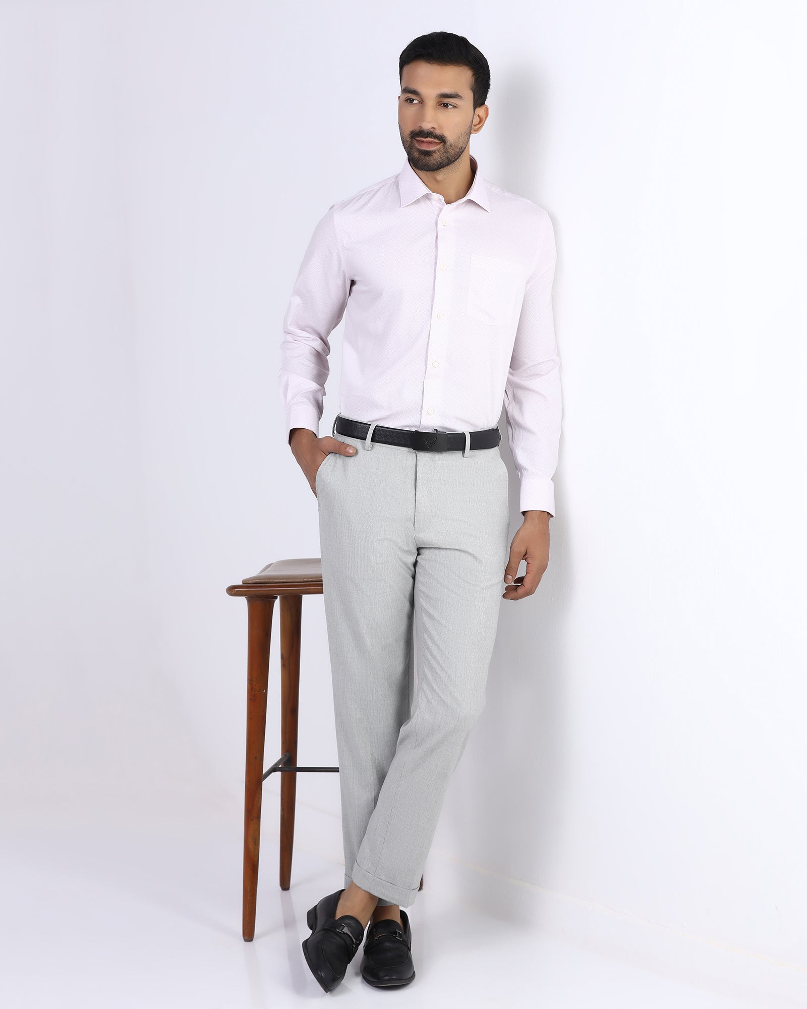 Light Grey Textured Trouser - benzous
