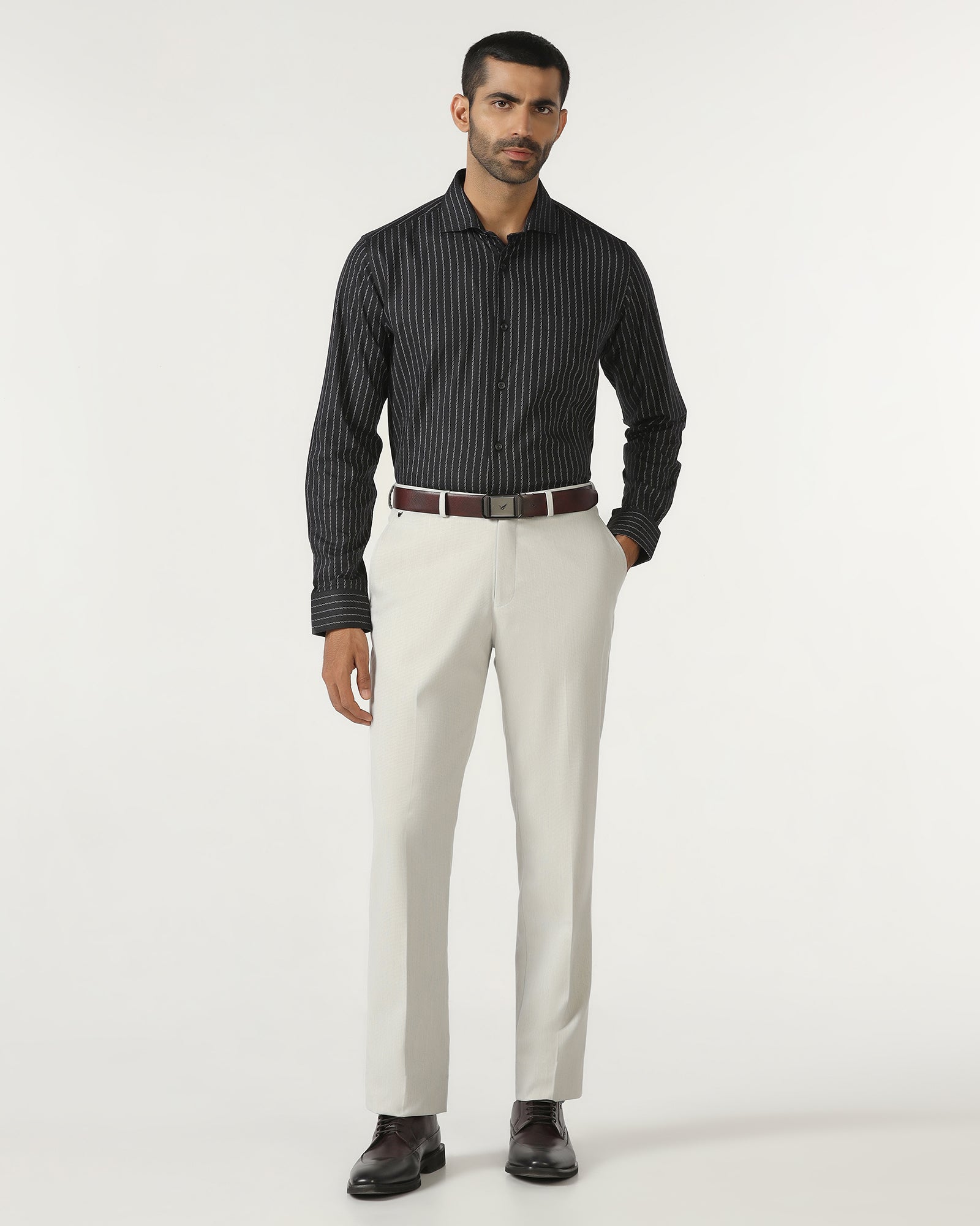 Light Grey Textured Trouser - Chivas