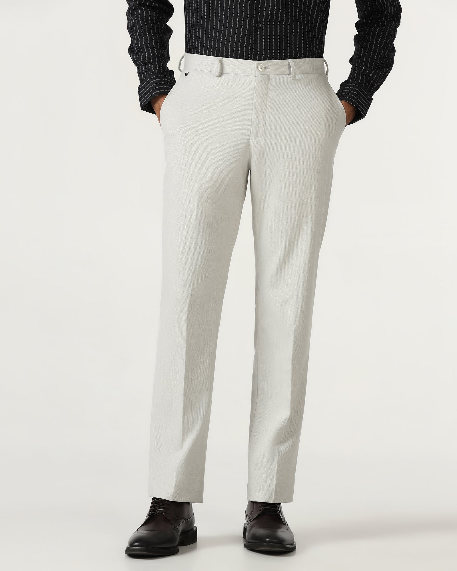Light Grey Textured Trouser - Chivas