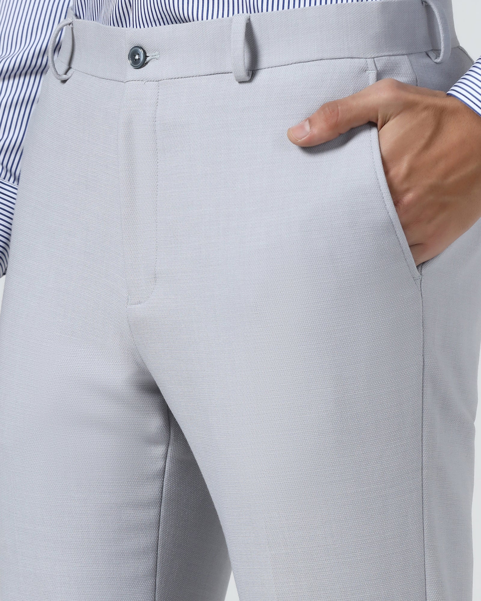 Light Grey Textured Trouser - Jona