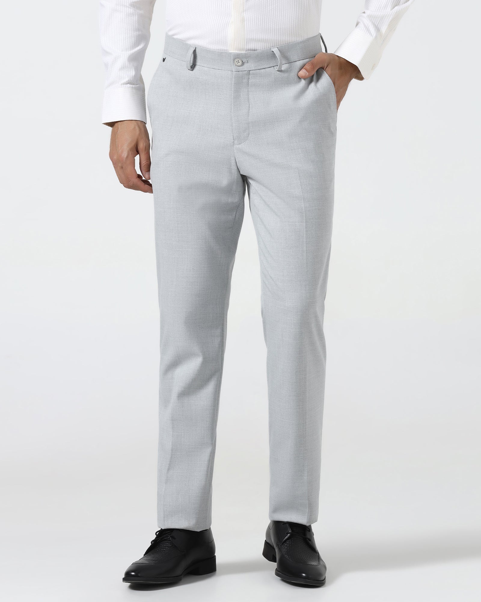 Light Grey Textured Trouser - Marta