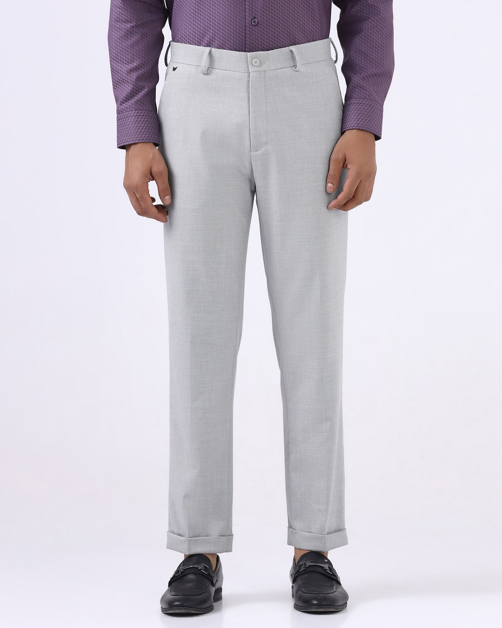 Light Grey Textured Trouser - Marta