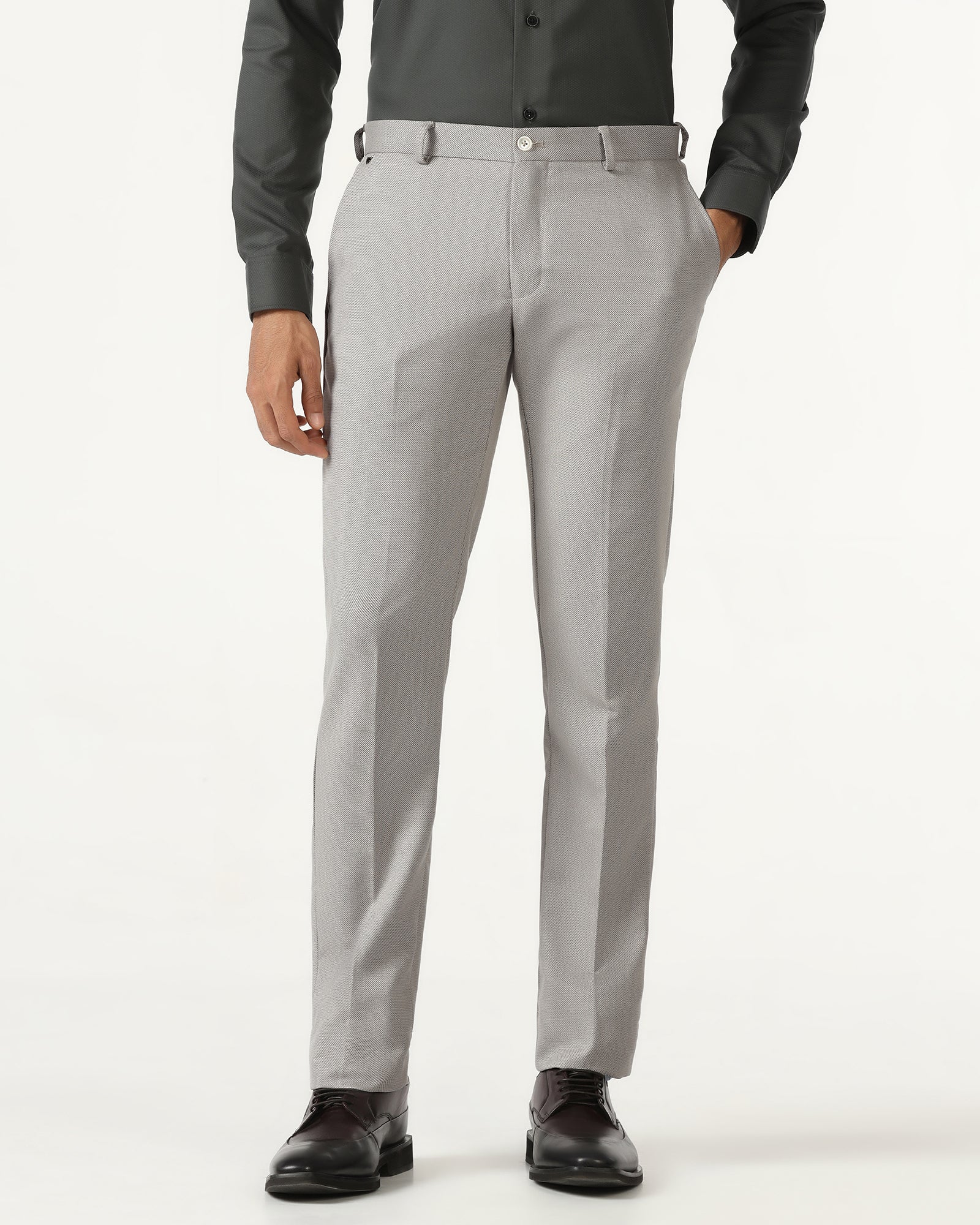 Light Grey Textured Trouser - Templeton