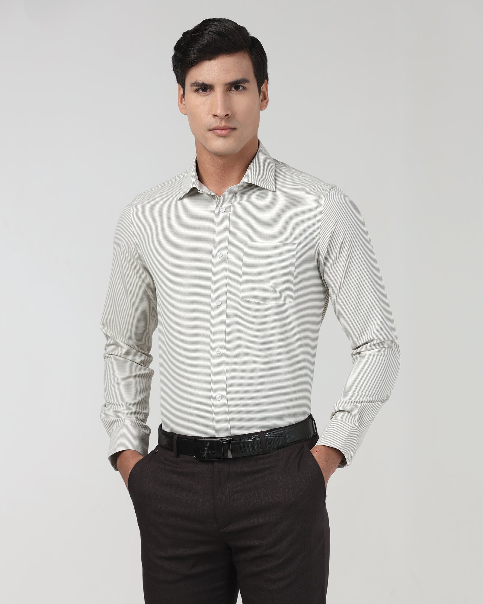 Light Olive Non Iron Textured Shirt - Rise E