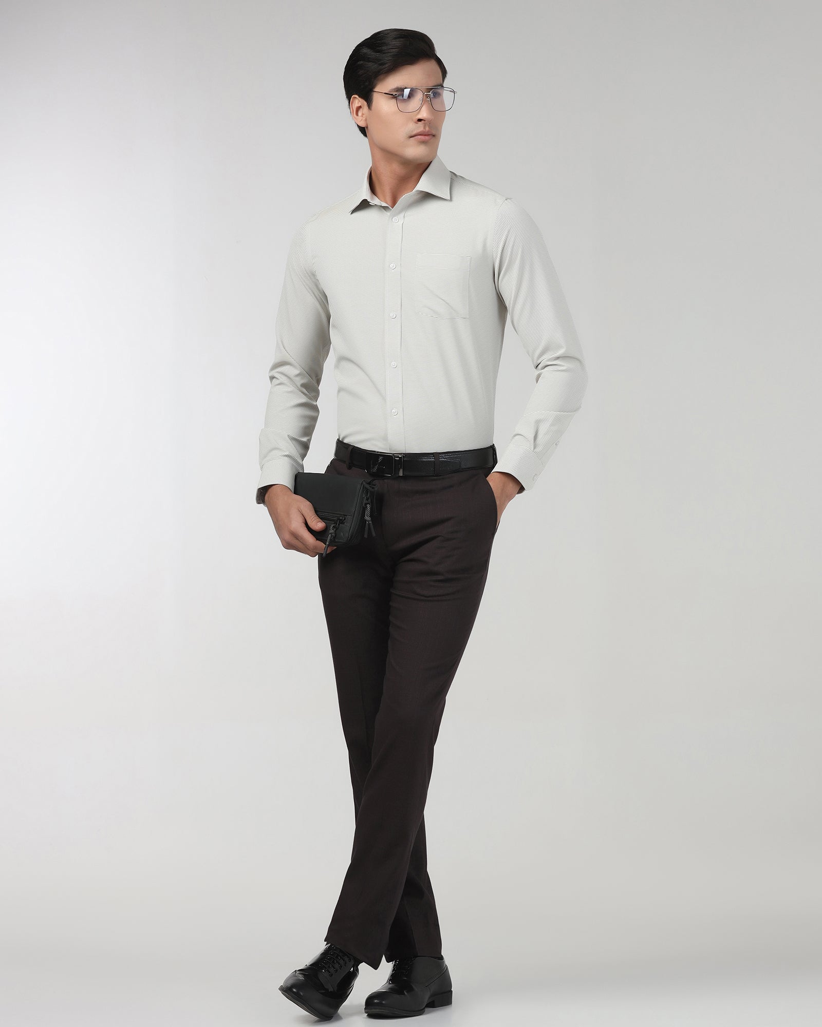 Light Olive Non Iron Textured Shirt - Rise E