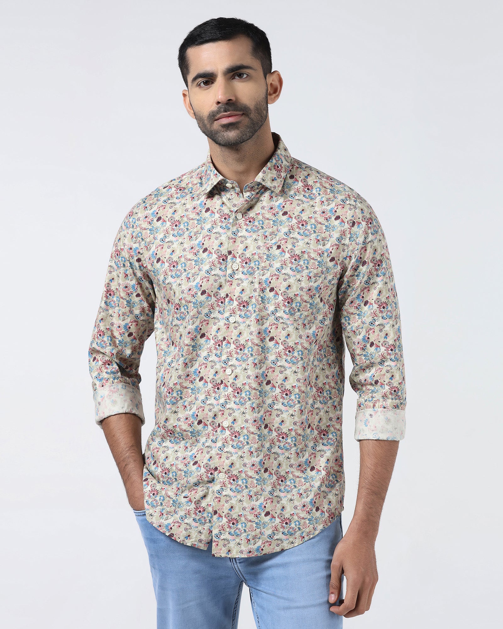 Light Olive Printed Shirt - Rody