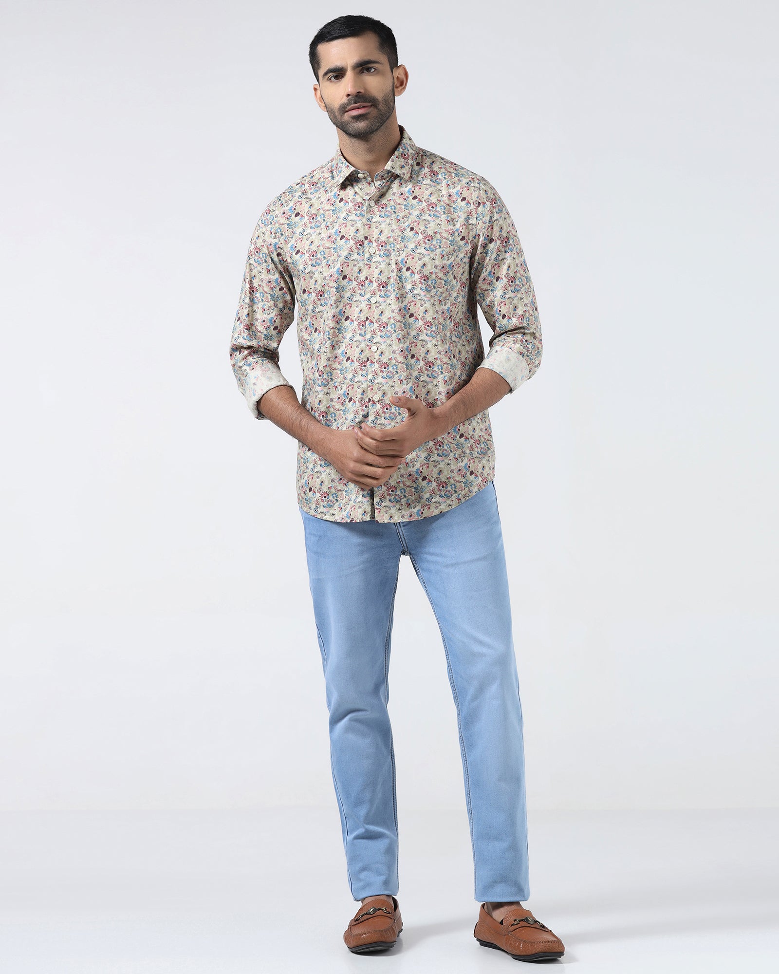 Light Olive Printed Shirt - Rody