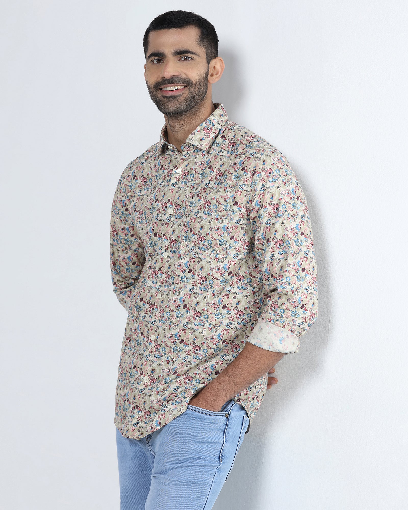 Light Olive Printed Shirt - Rody