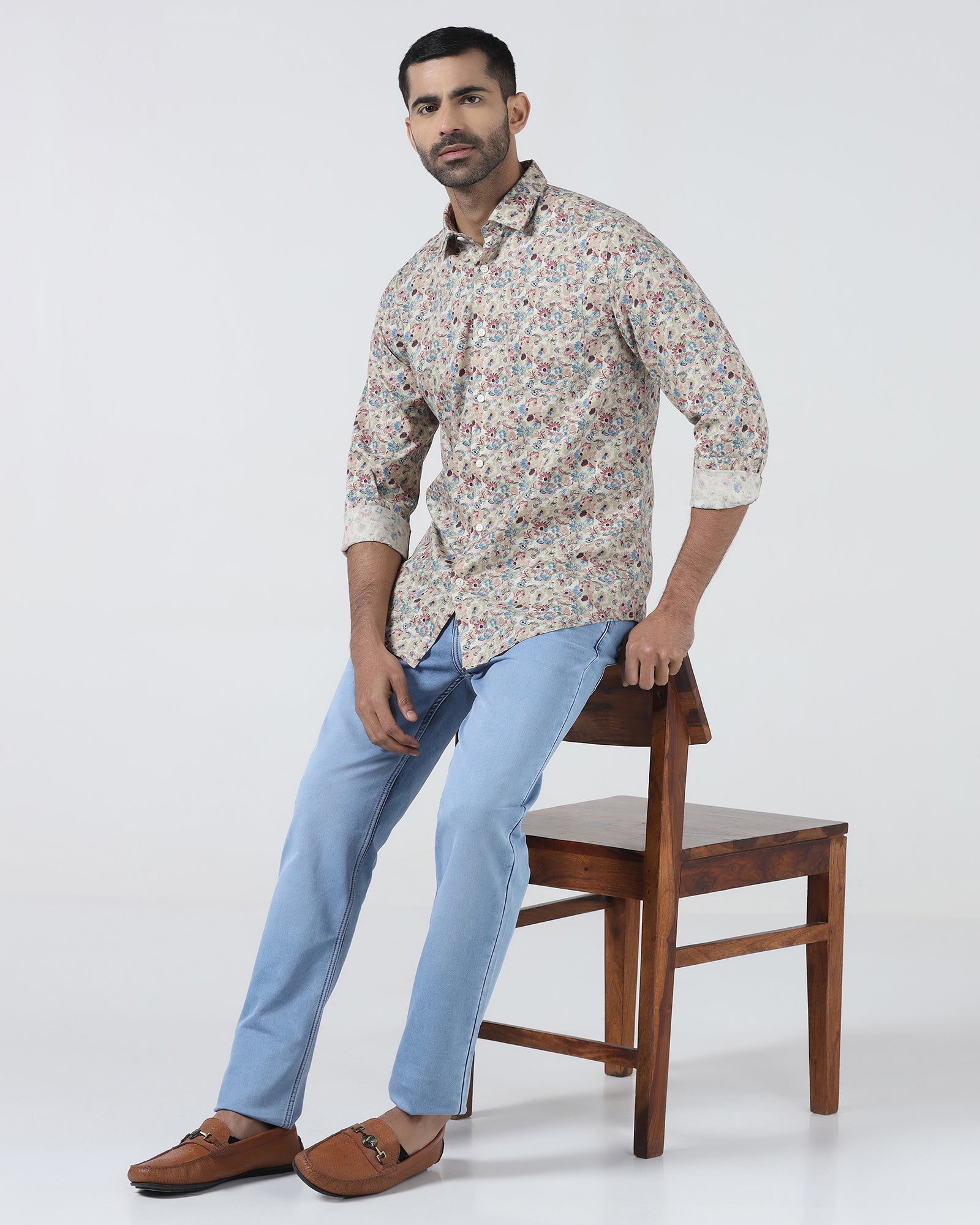 Light Olive Printed Shirt - Rody