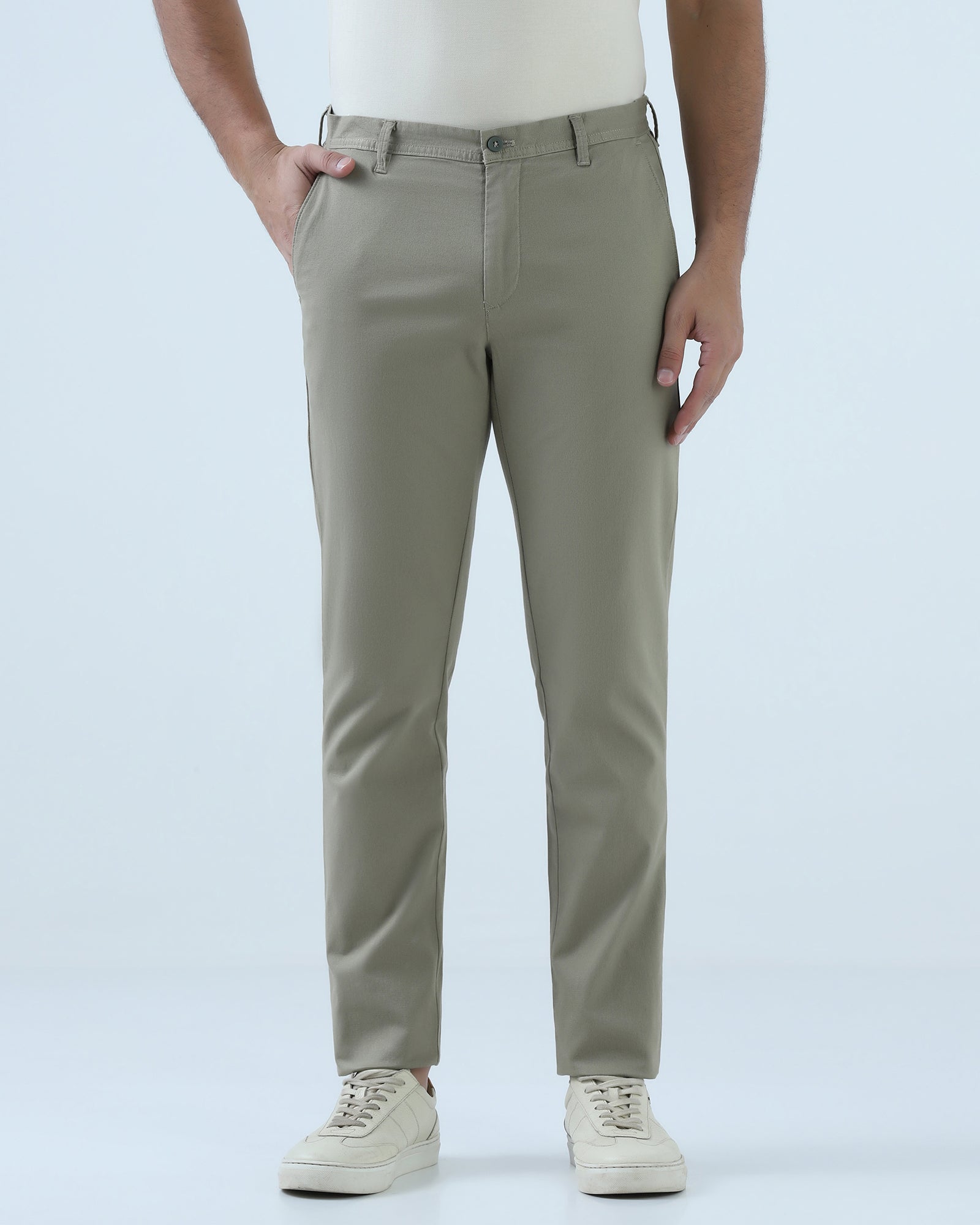 Light Olive Textured Khakis - Monk