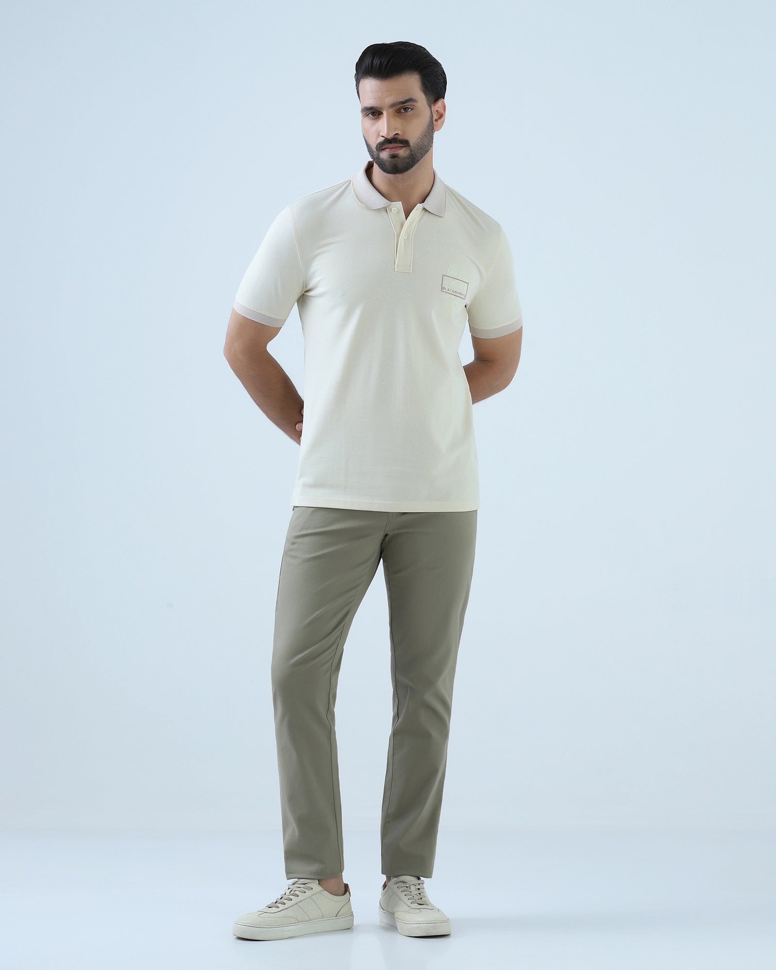 Light Olive Textured Khakis - Monk