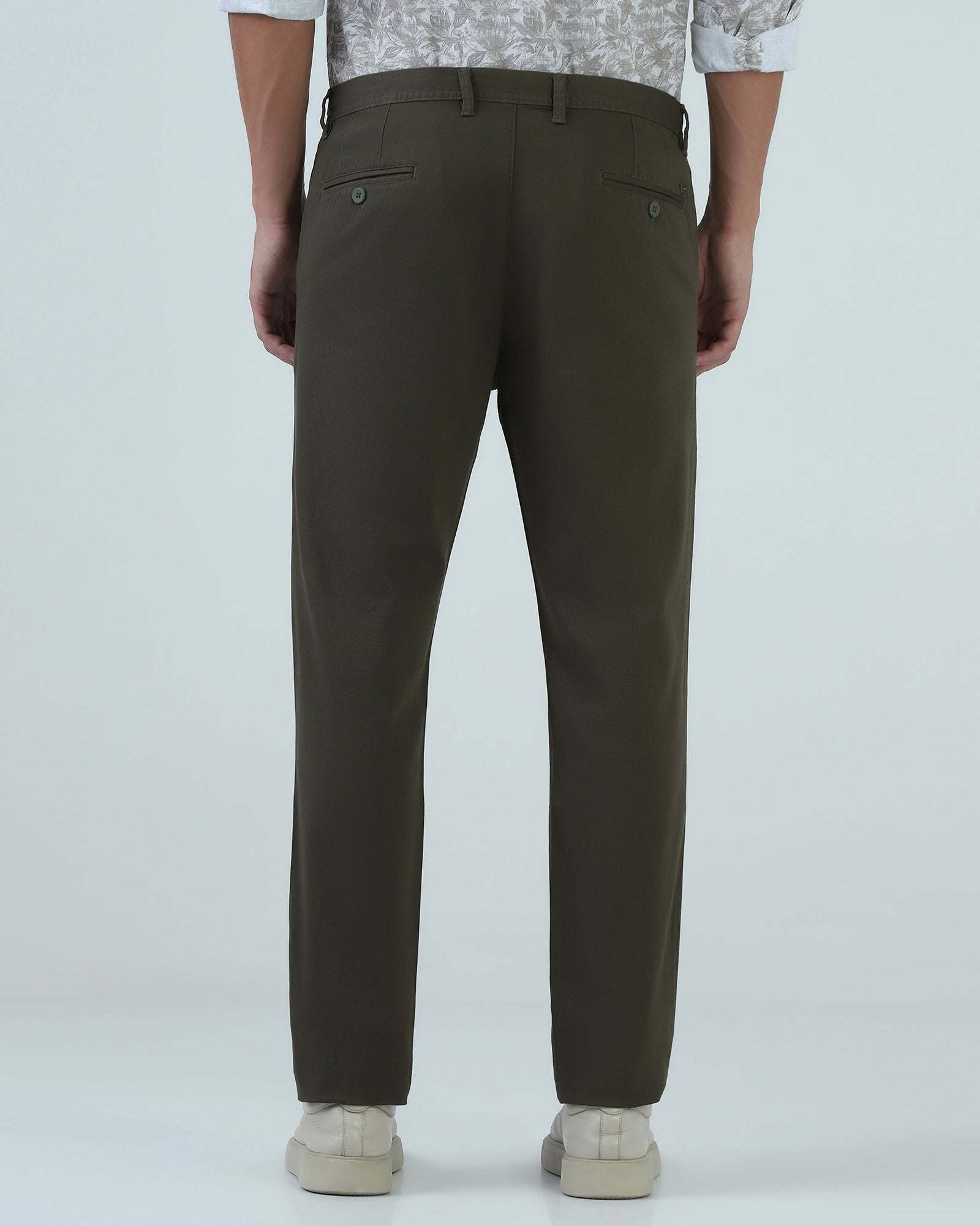 Light Olive Textured Khakis - Wide