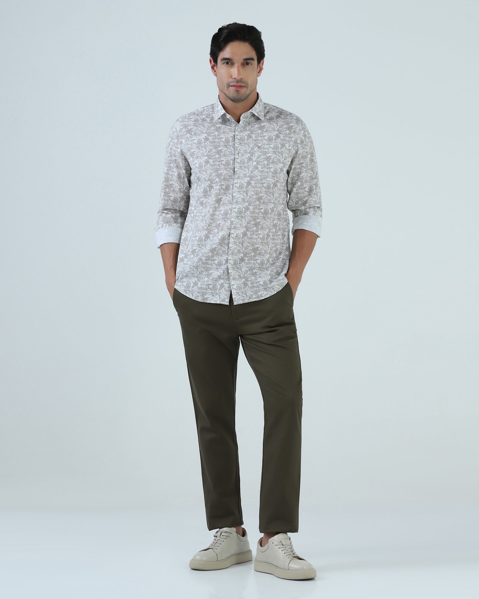 Light Olive Textured Khakis - Wide