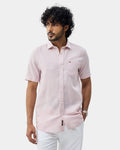 Light Pink Half Sleeve Linen Solid Shirt - Cleo