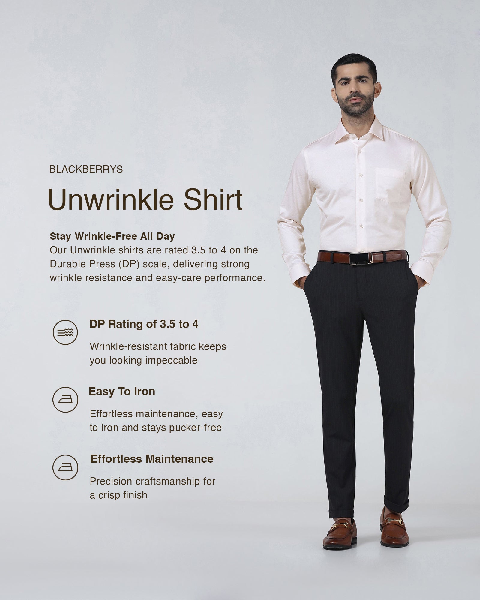 Light Pink Unwrinkle Textured Shirt - Easton