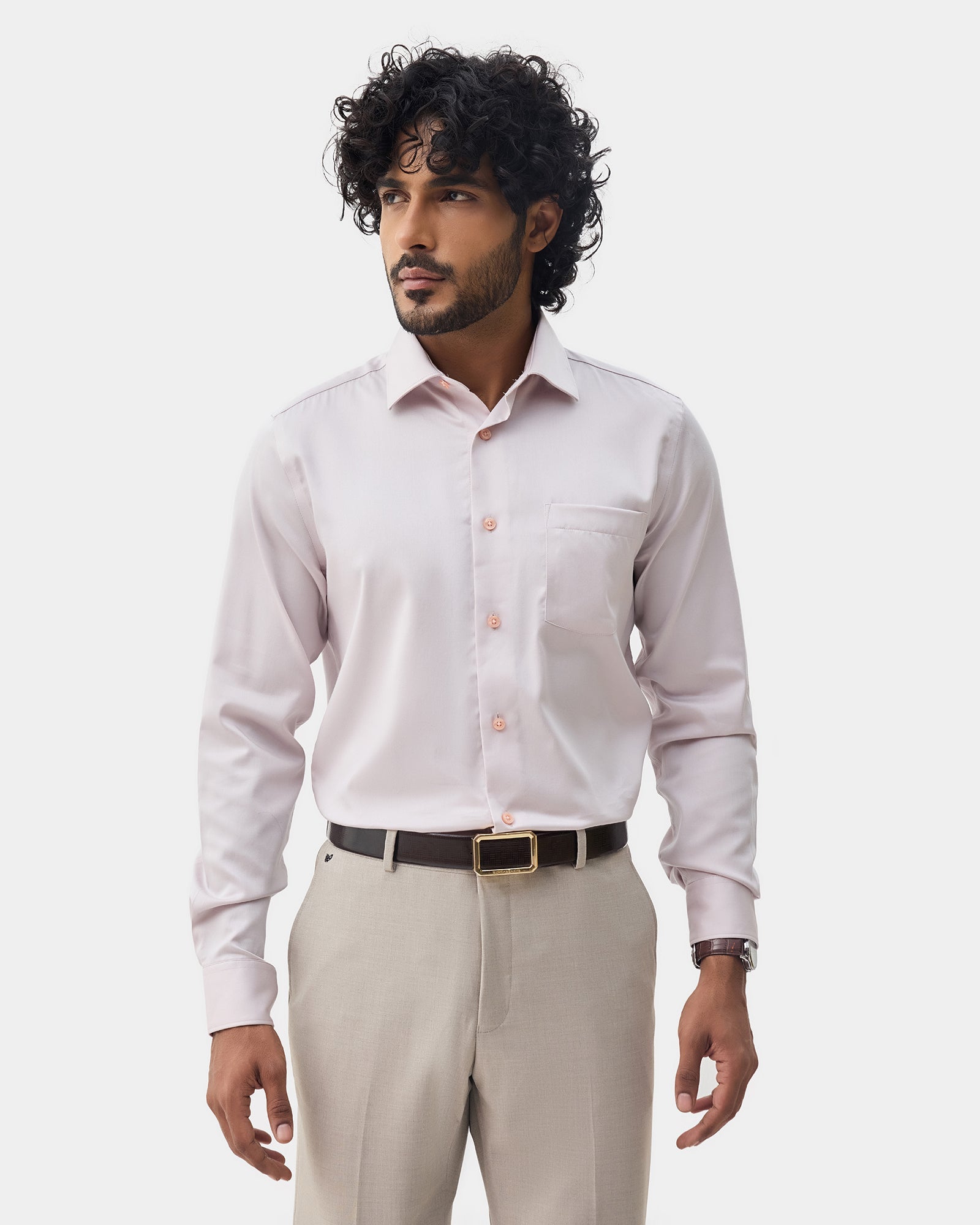 Light Pink Solid Shirt - Sylvia