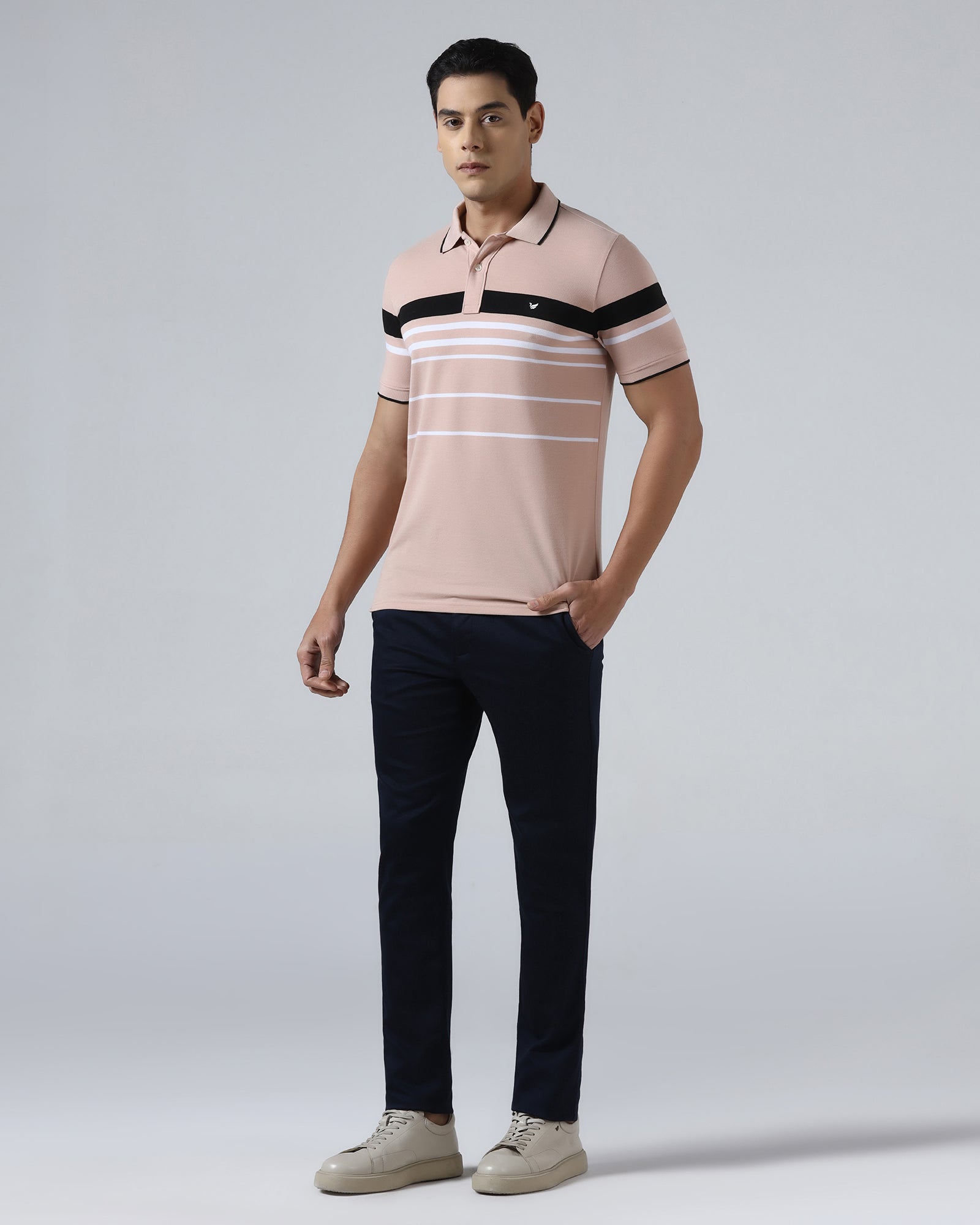 Light Pink Stripe Polo - Bandera