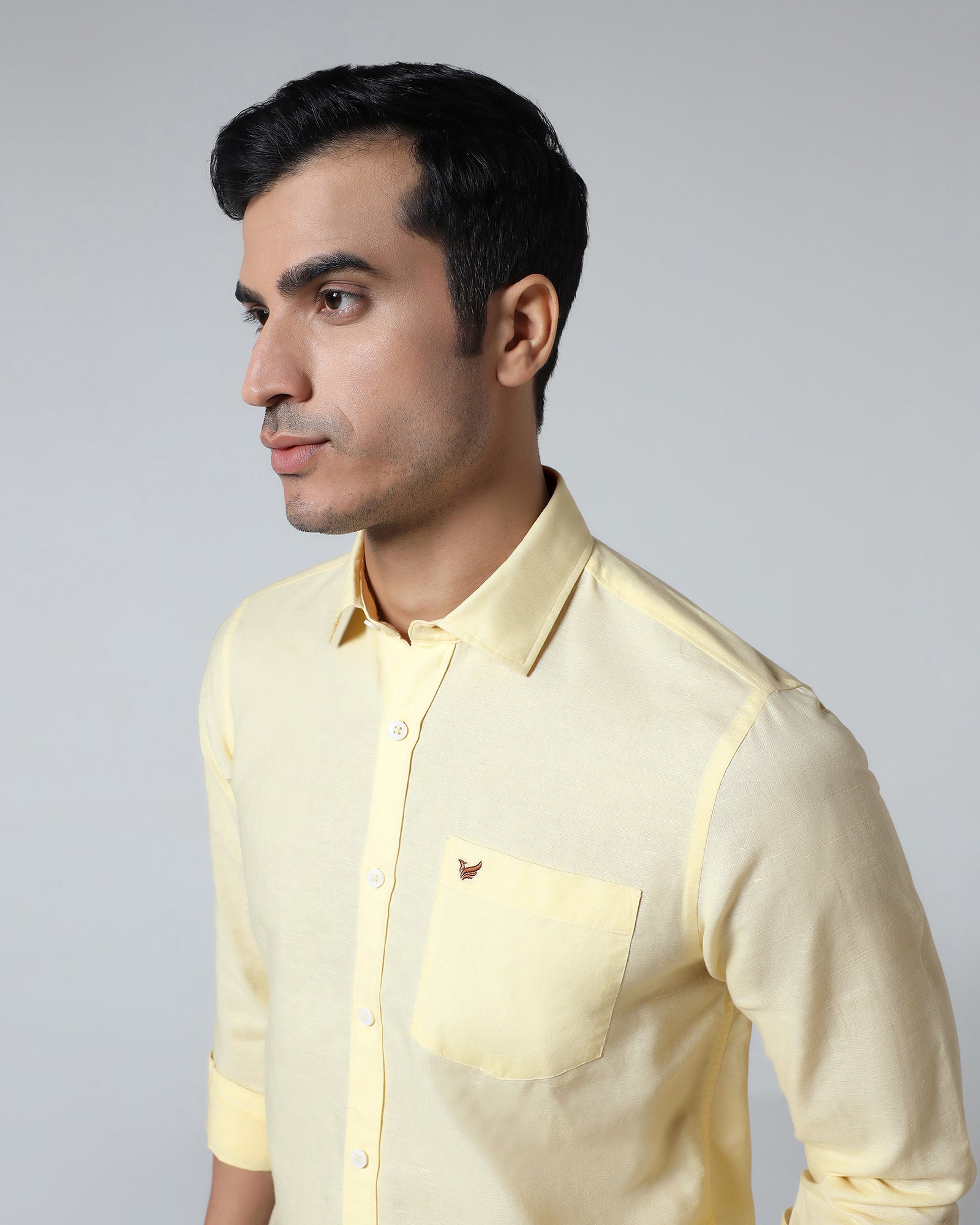 Light Yellow Linen Solid Shirt - Cleo