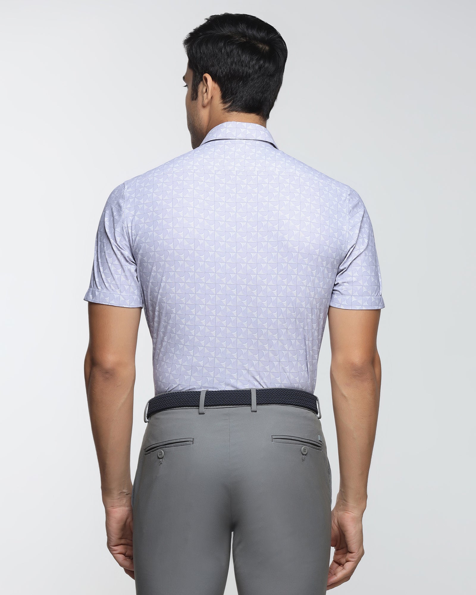 Lilac Half Sleeve TechPro Printed Shirt - Reneos