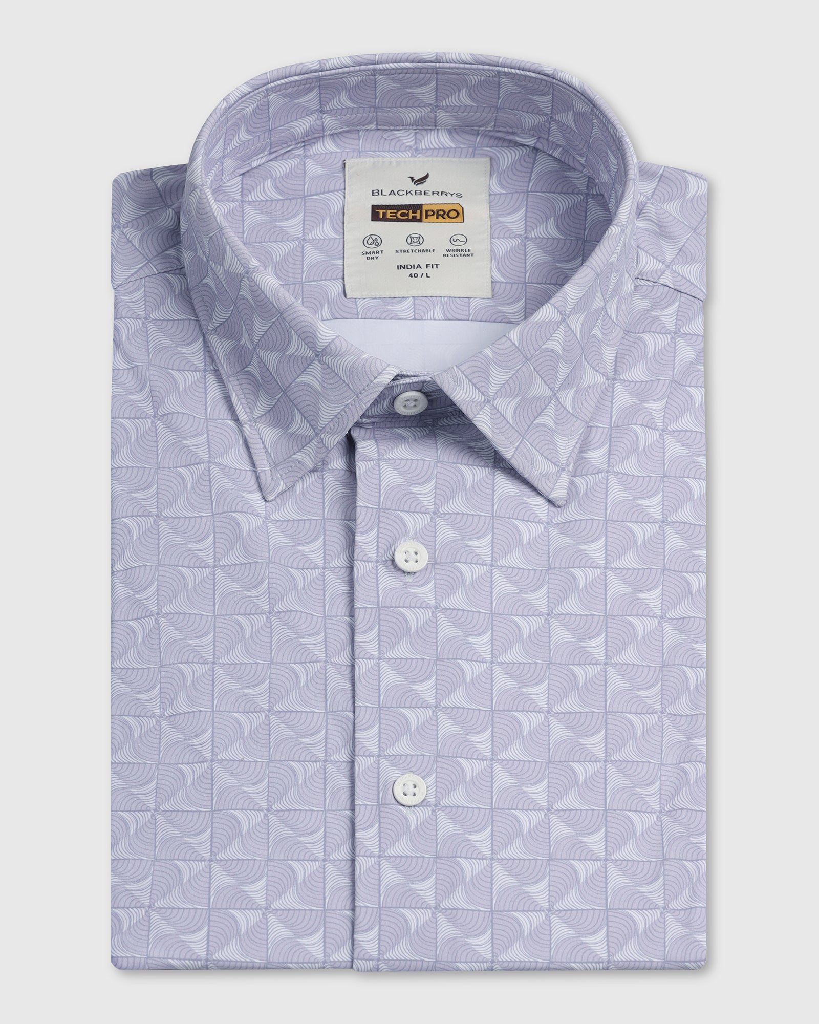 Lilac Half Sleeve TechPro Printed Shirt - Reneos