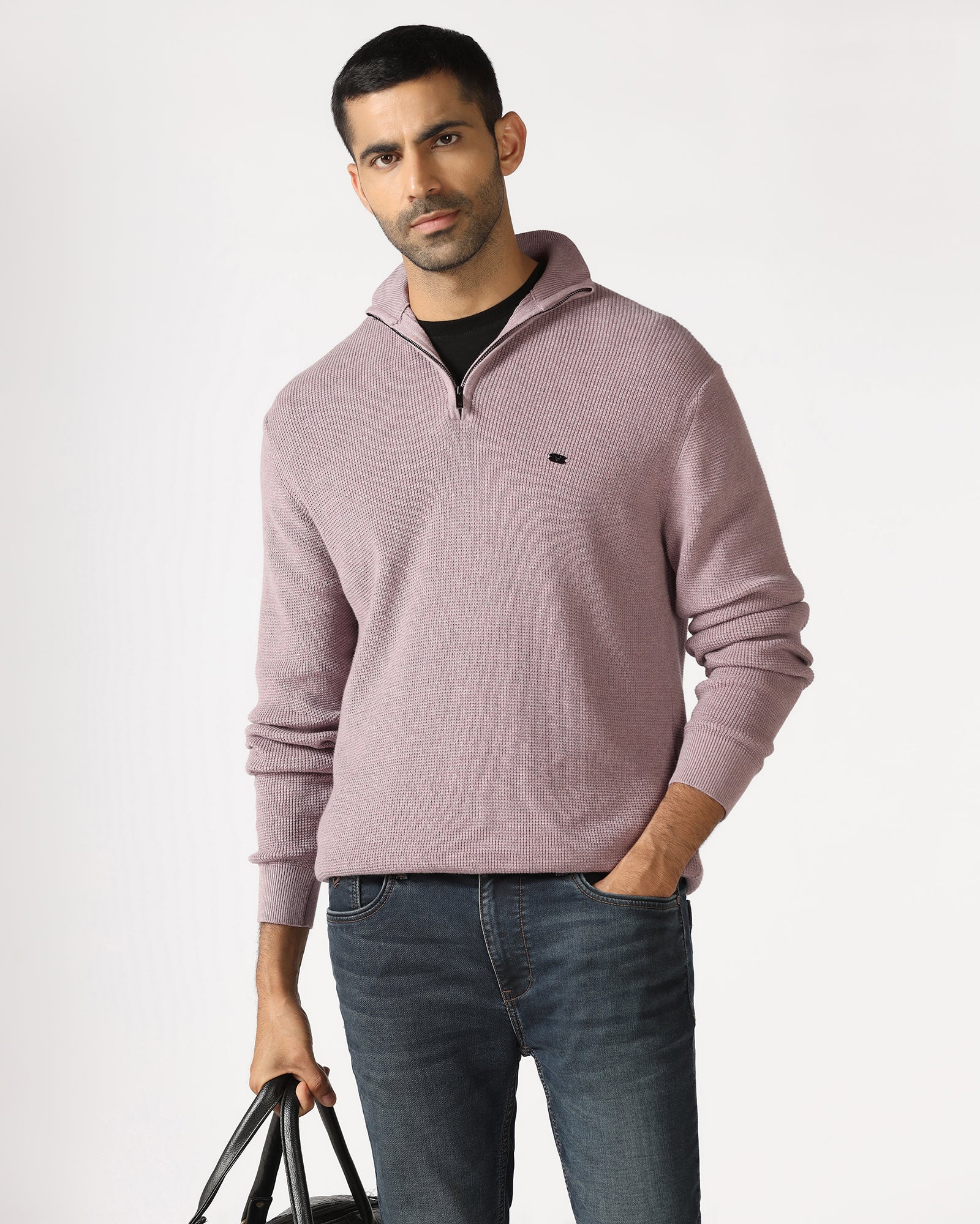 Lilac High Neck Jacquard Sweater Price