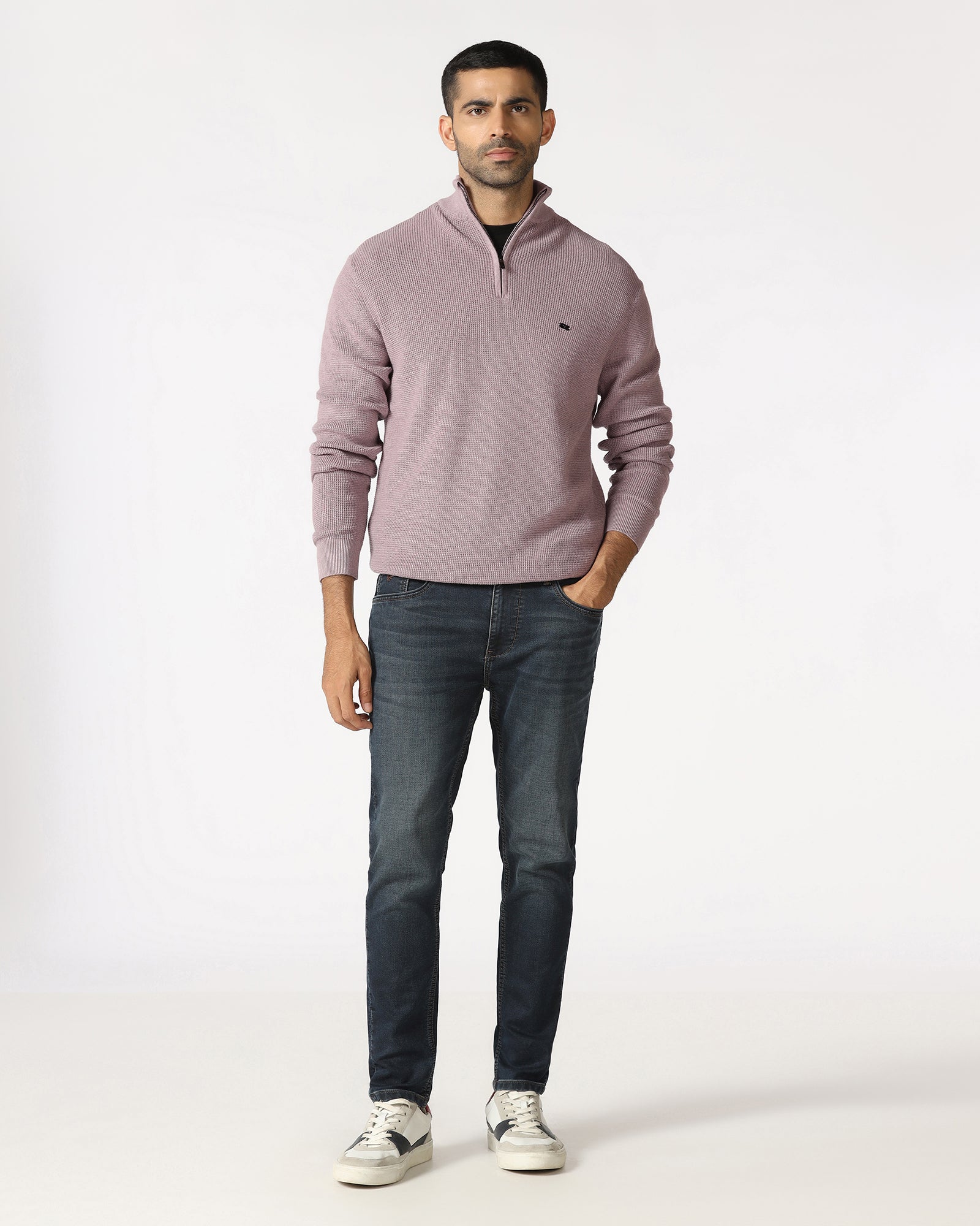 Lilac High Neck Jacquard Sweater - Price