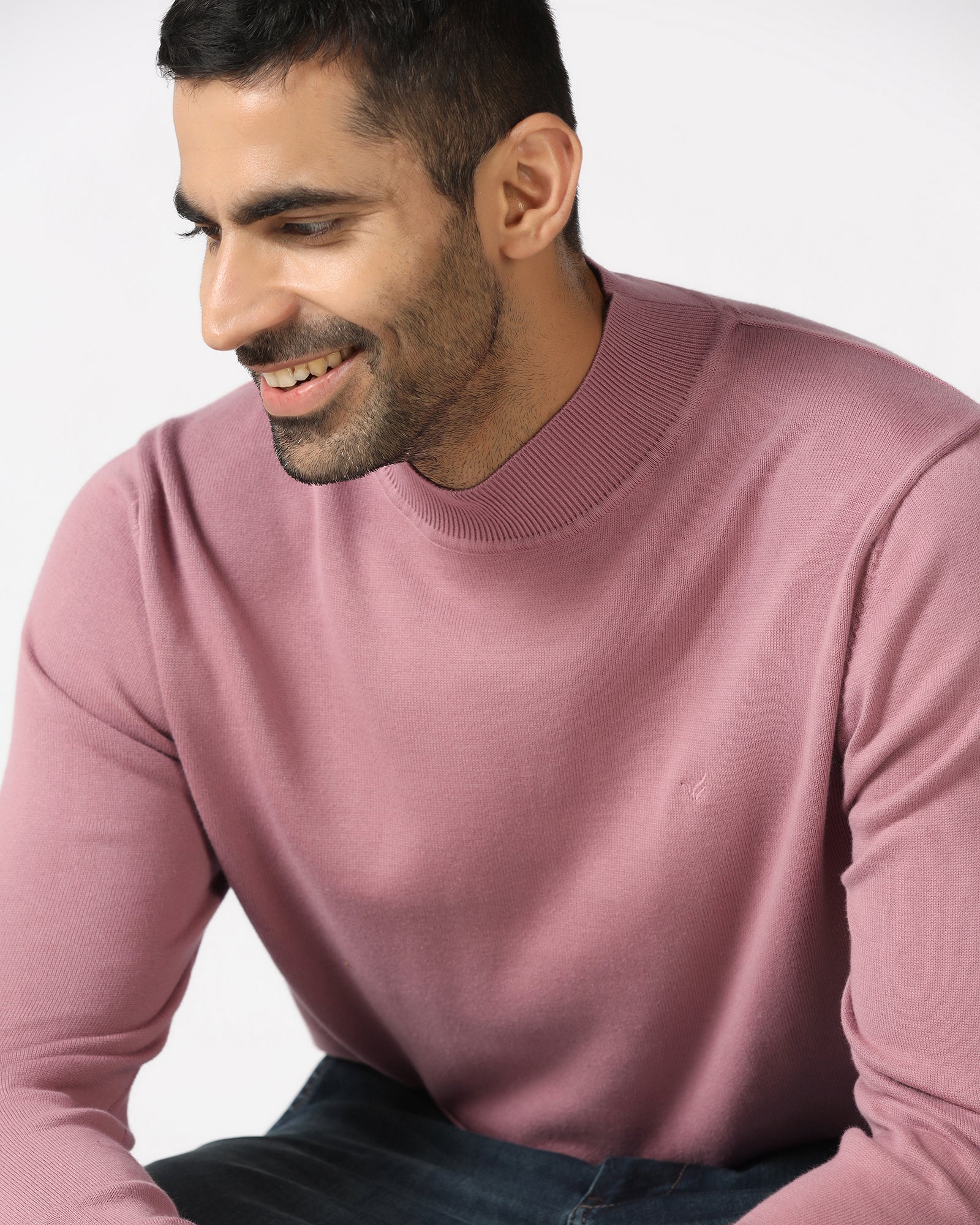 Lilac High Neck Solid Sweatshirt - Papa