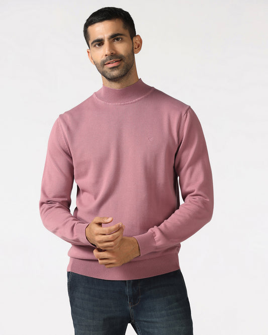 Lilac High Neck Solid Sweater - Pop