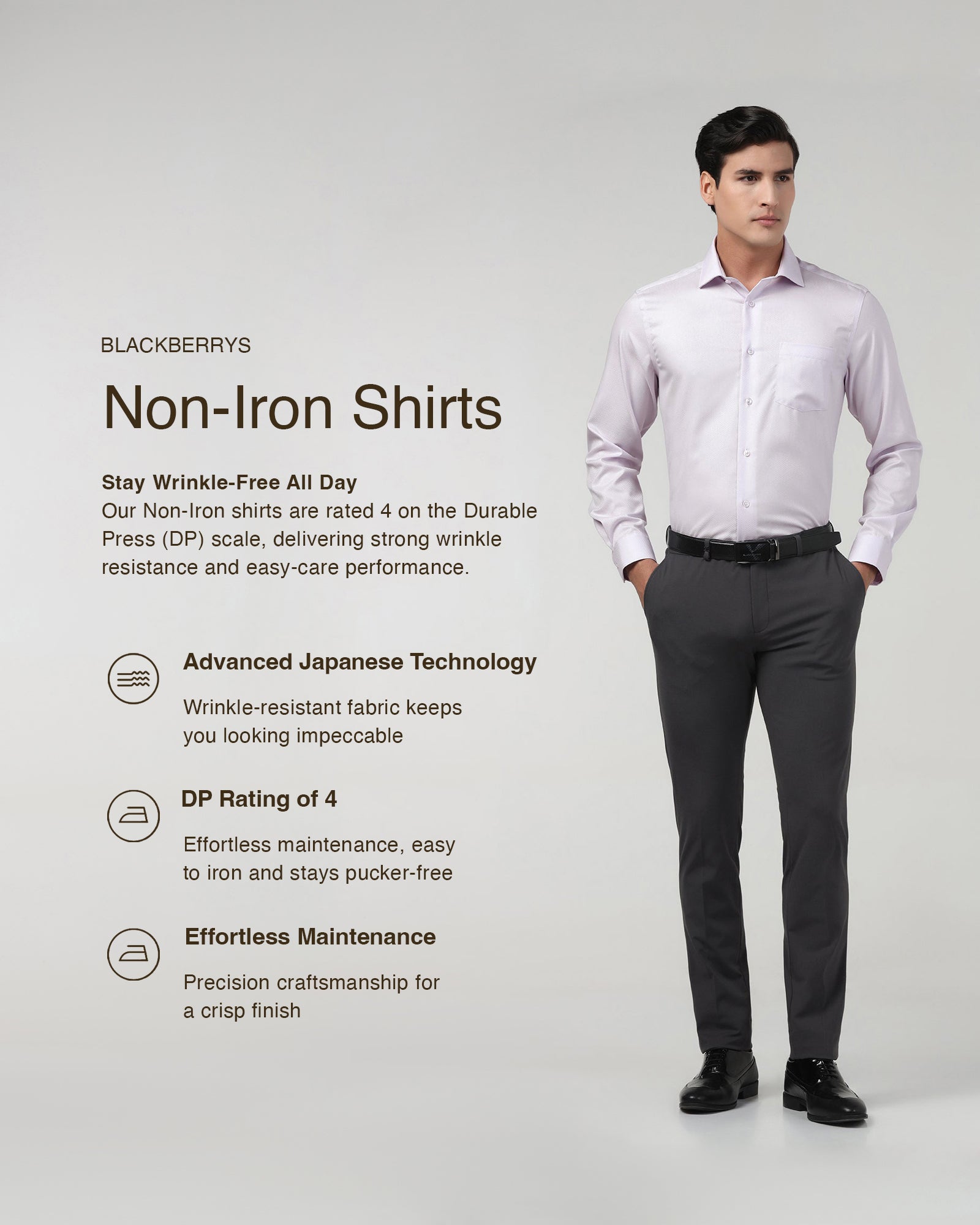 Lilac Non Iron Textured Shirt - Erik