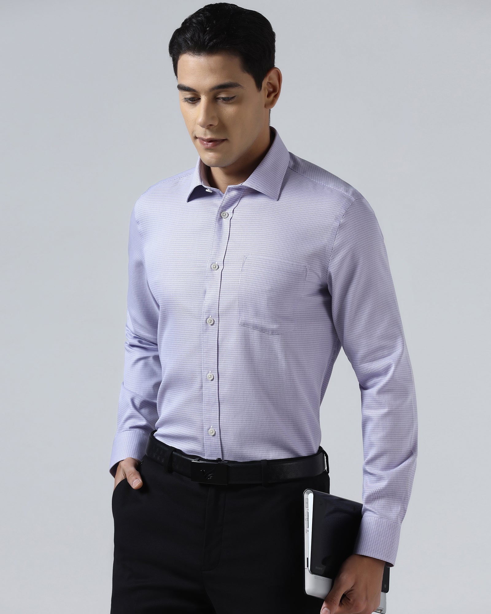 Lilac Non Iron Textured Shirt - Ethan