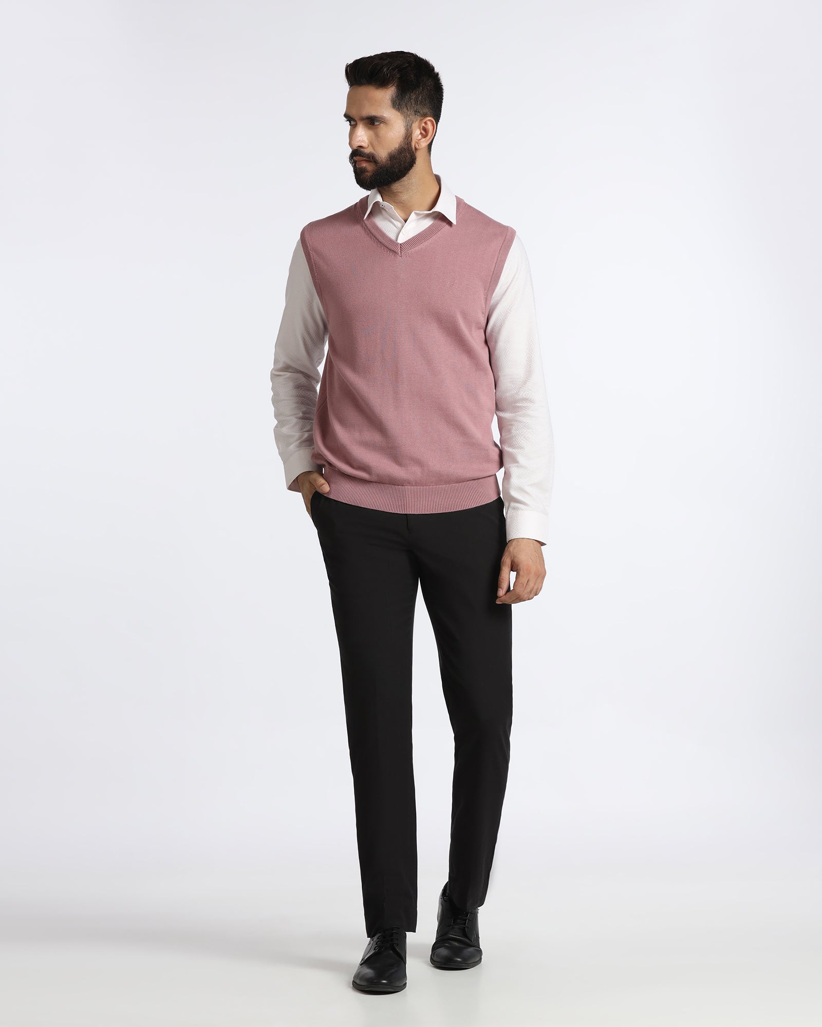 Lilac V-Neck Solid Sweatshirt - Less